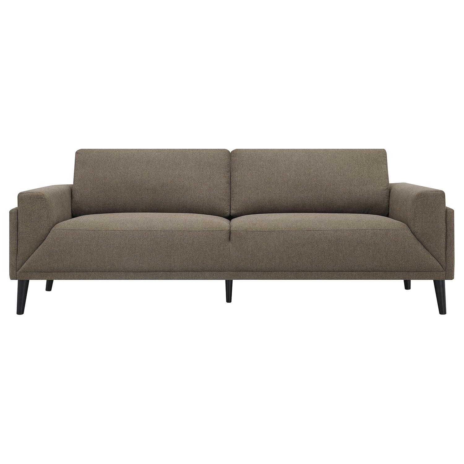 Coaster Rilynn Upholstered Fabric Sofa with Track Arms in Brown