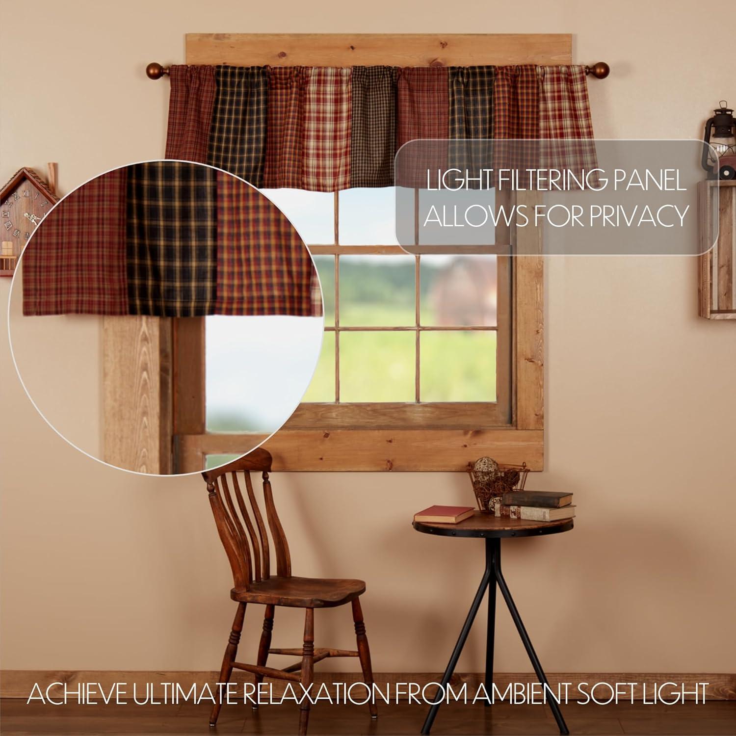 VHC Brands, Beckham, Cotton, 16x72, Patchwork Valance, Red