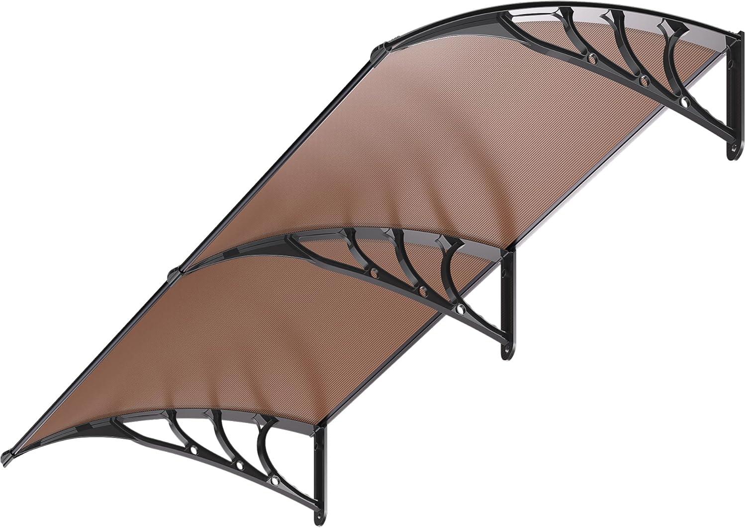 SPECSTAR Polycarbonate Window Door Awning Spliced Canopy Brown with Black Bracket 40 inch x 80 inch