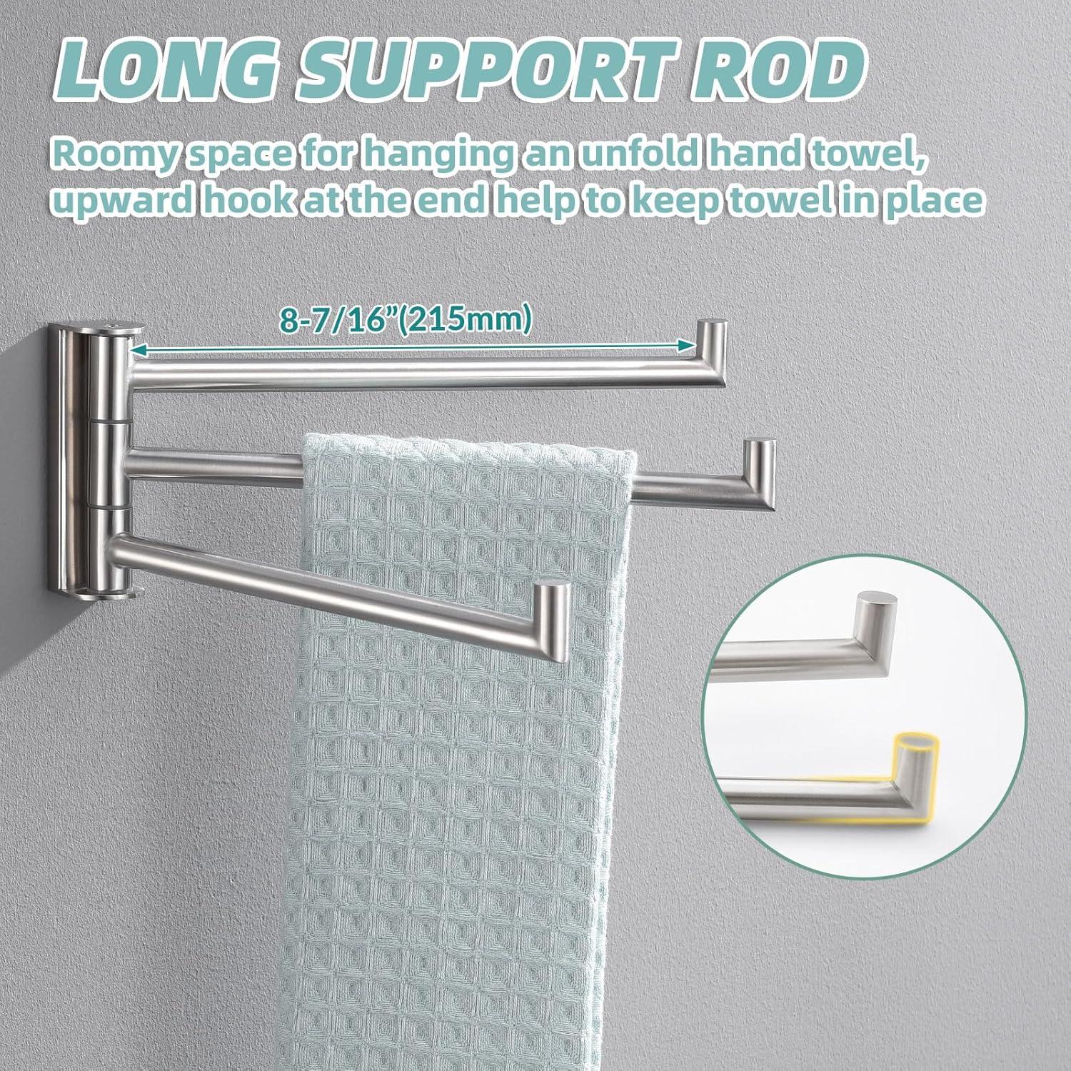 APLusee Foldable Towel Holder Swivel Towel Bar 304 Stainless Steel