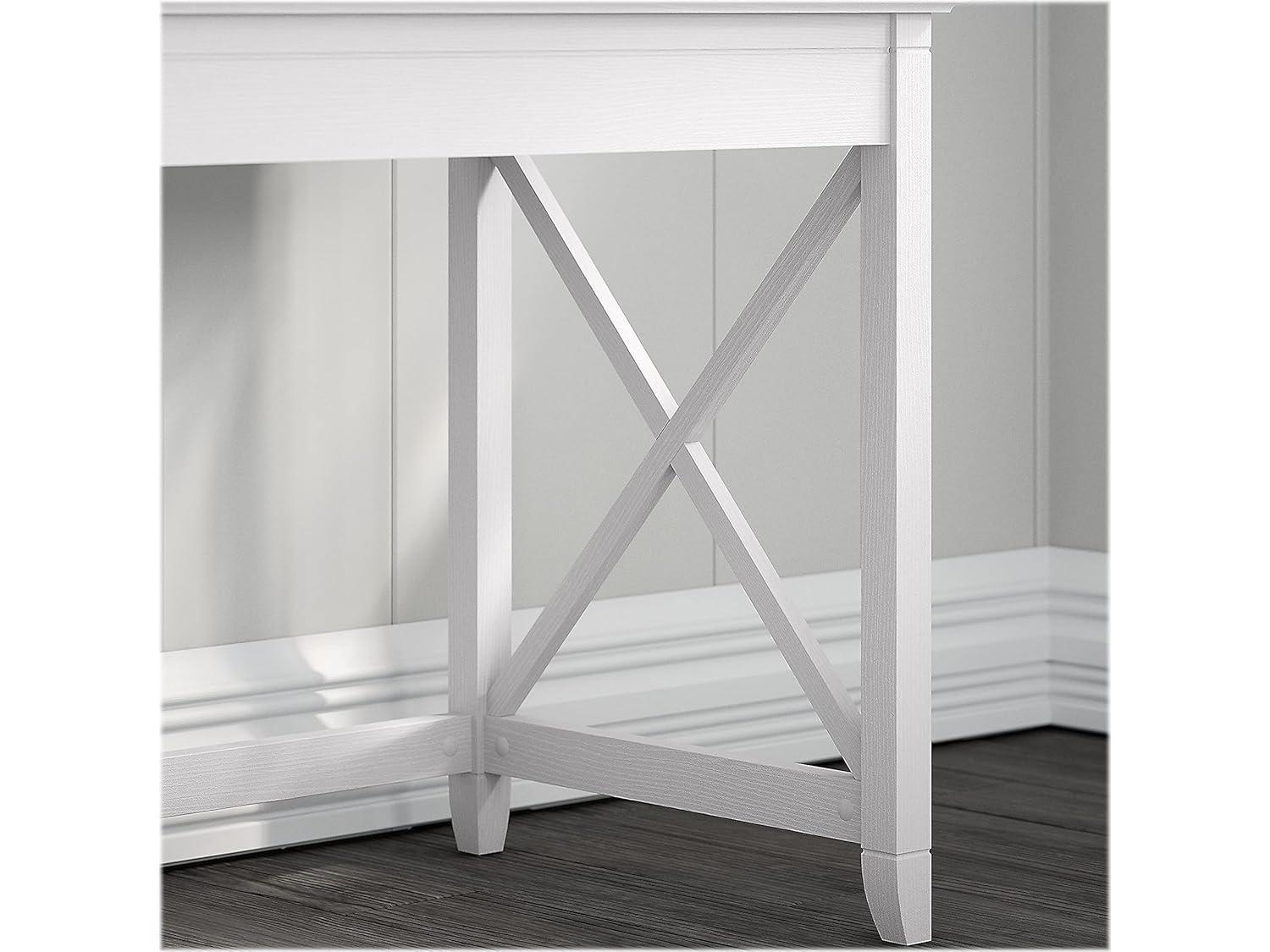 Casual Farmhouse 60W L-Shaped Desk Set in Pure White Oak