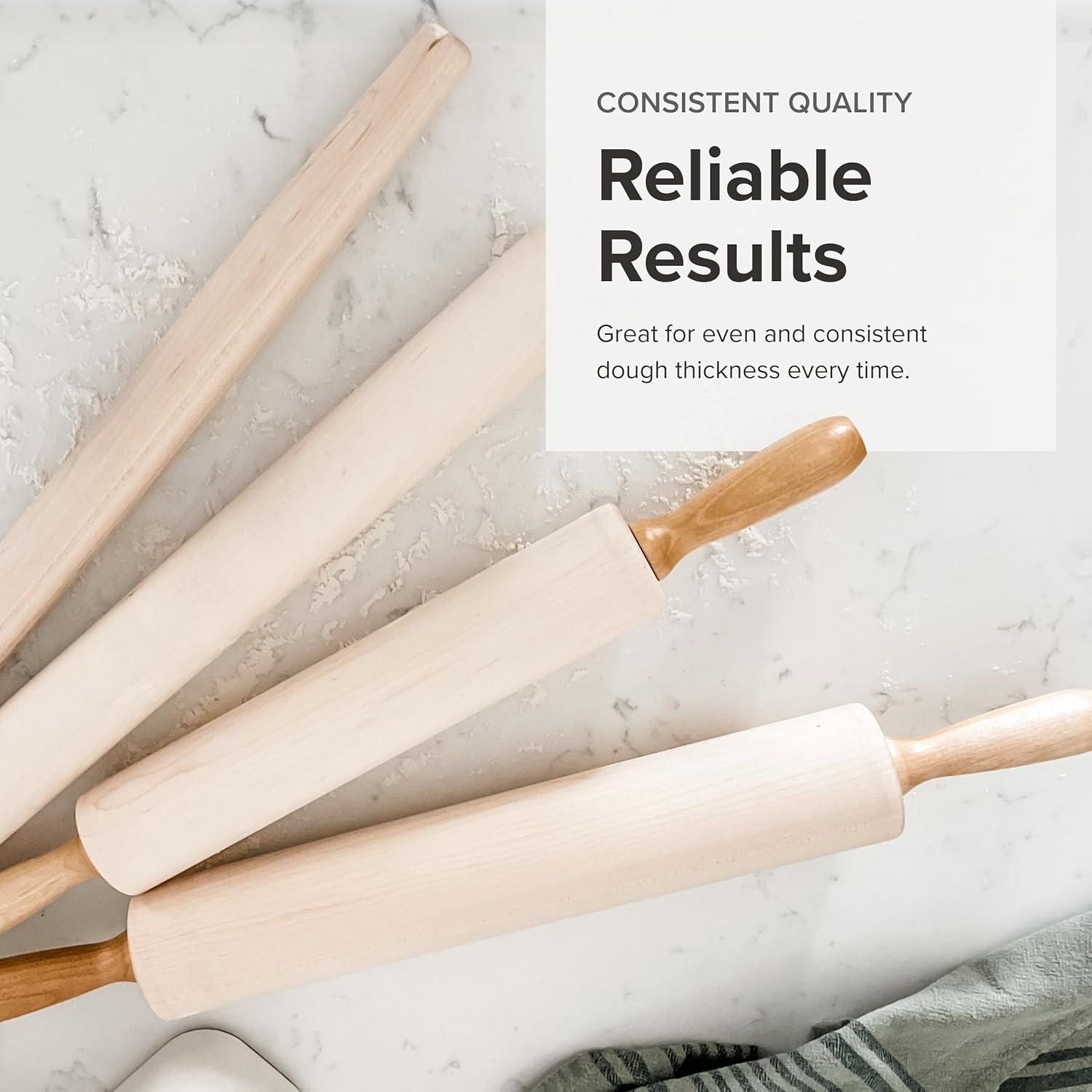 Frieling Classic Rolling Pin with handles, 12", Brown