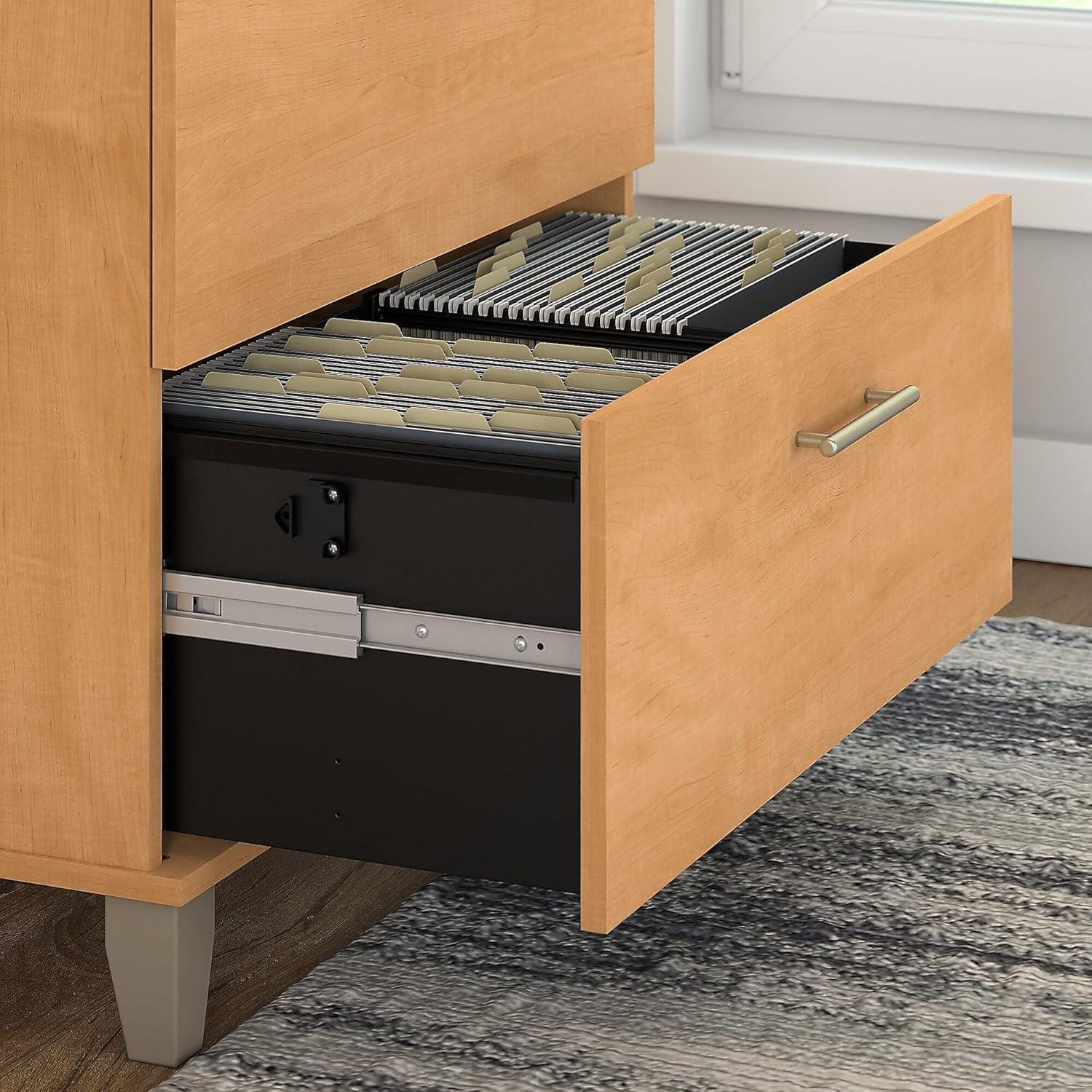 Maple Cross 2 Drawer Mobile Lateral Filing Cabinet