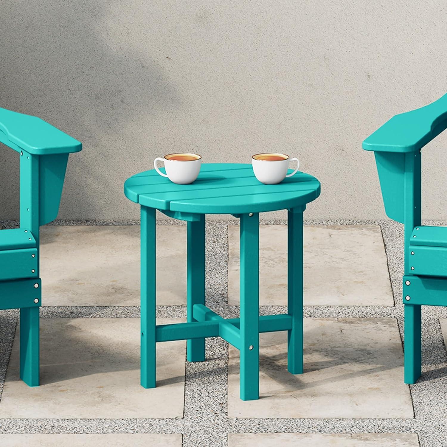 WestinTrends All-Weather Outdoor Patio Round Poly Adirondack Side Table, Turquoise