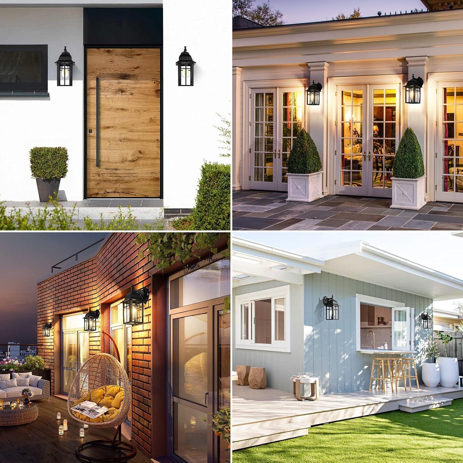 Outdoor Lights Fixtures Wall Sconce 2 Pack Black Porch Lights Outdoor Wall Lantern Decor Aluminum Anti-Rust Exterior Waterproof Outdoor Lights for House Patio Garage Front Door Entryway