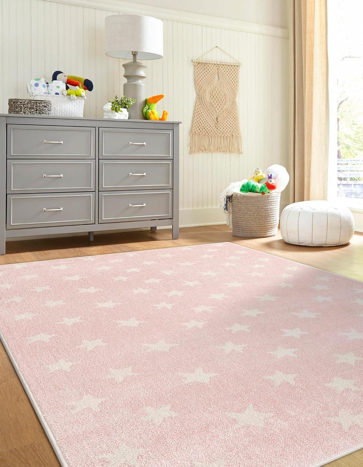 Whimsy Stars Baby Pink/Ivory Kid Rug