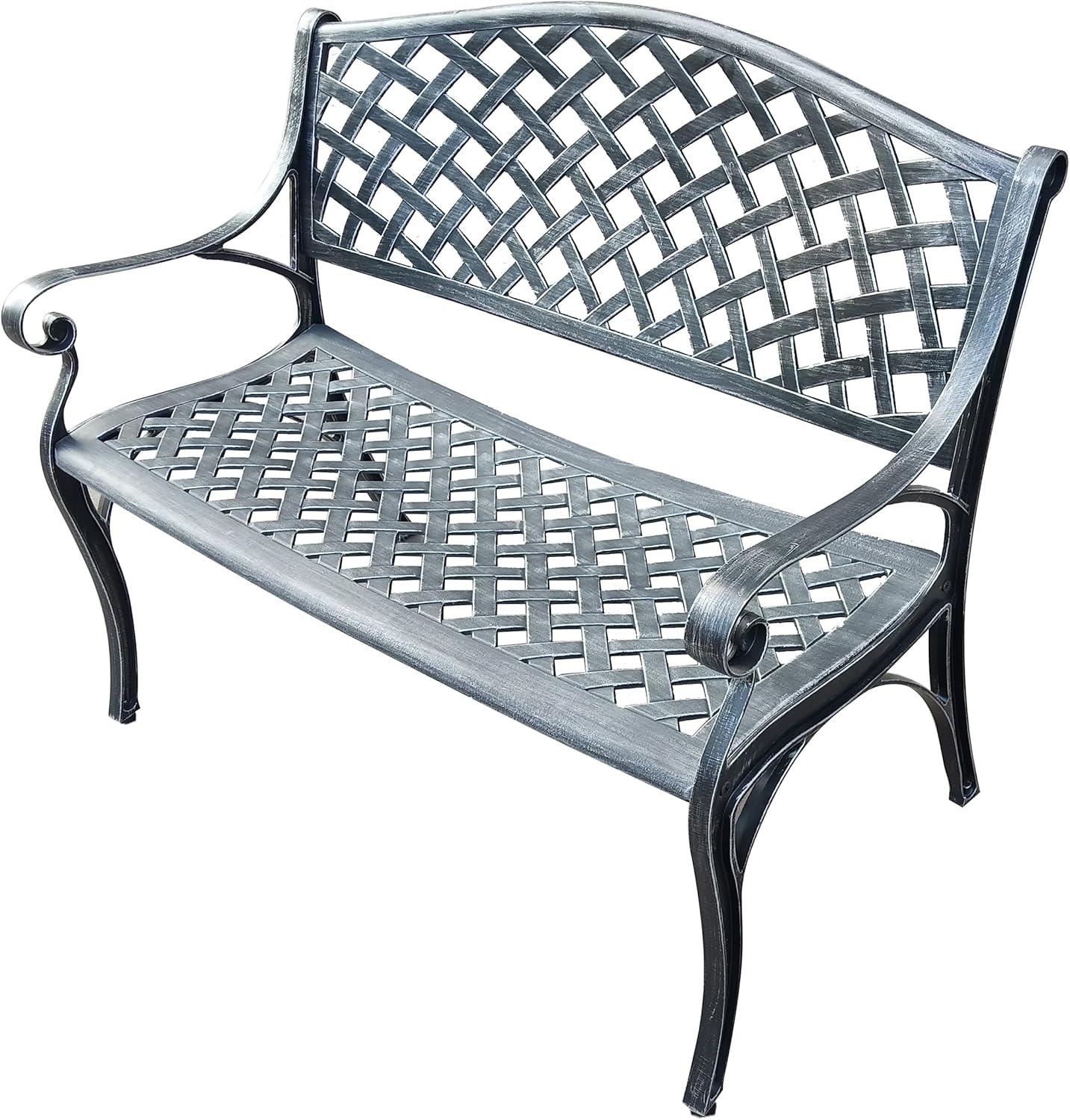 Modern Aluminum Patio Bench - Gray - Oakland Living