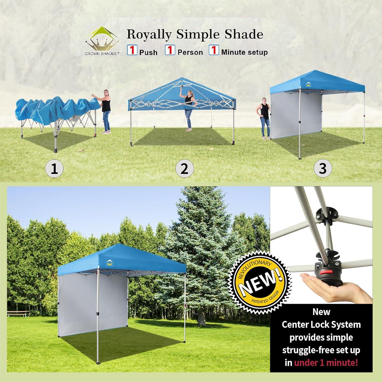 8x8 Recreational Centerlok Canopy & 1 Sidewall - Sto 'N Go, Silver Coated, 150D - RS64F-S1 Blue