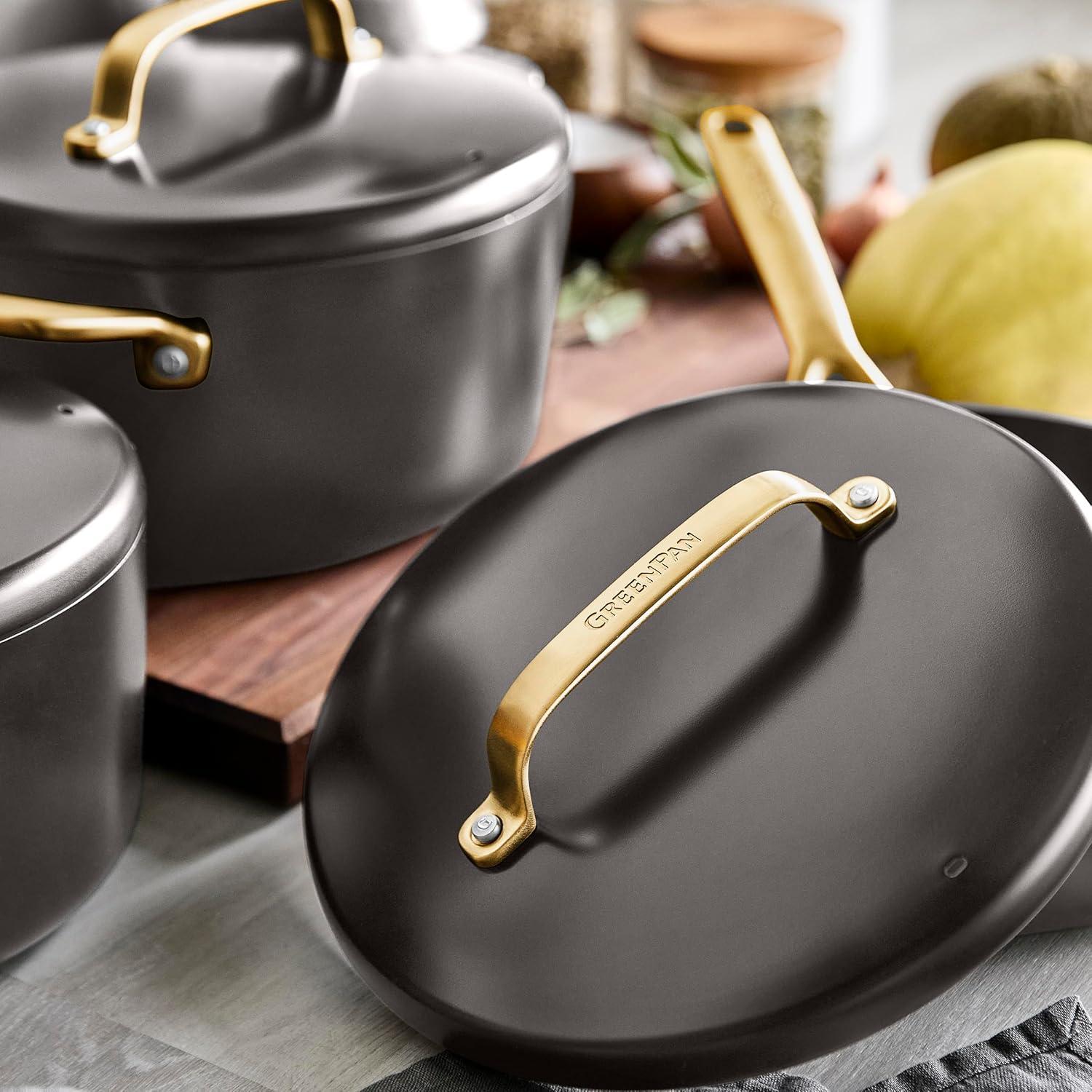 Black and Gold 14-Piece Aluminum Nonstick Cookware Set