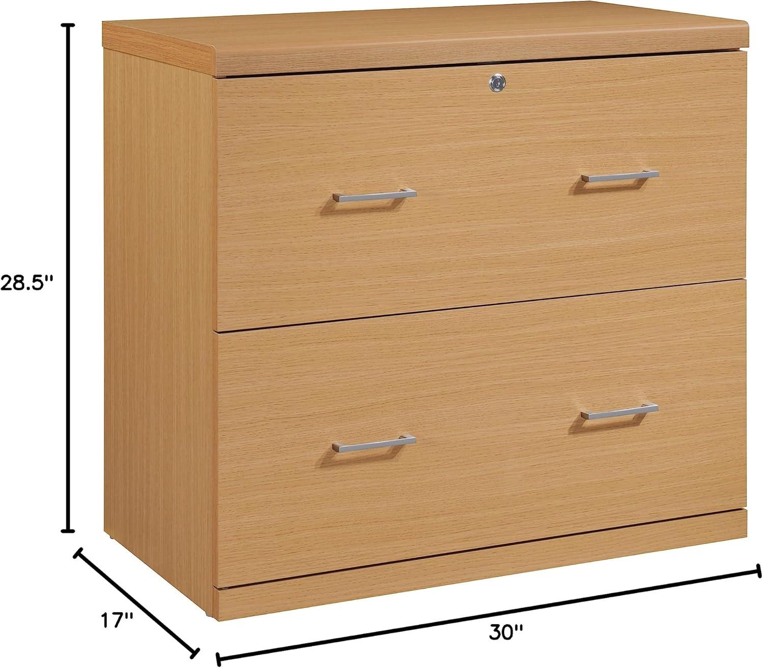 Alpine 2-Drawer Engineered Wood Lateral File with Lockdowel  in Natural Finish