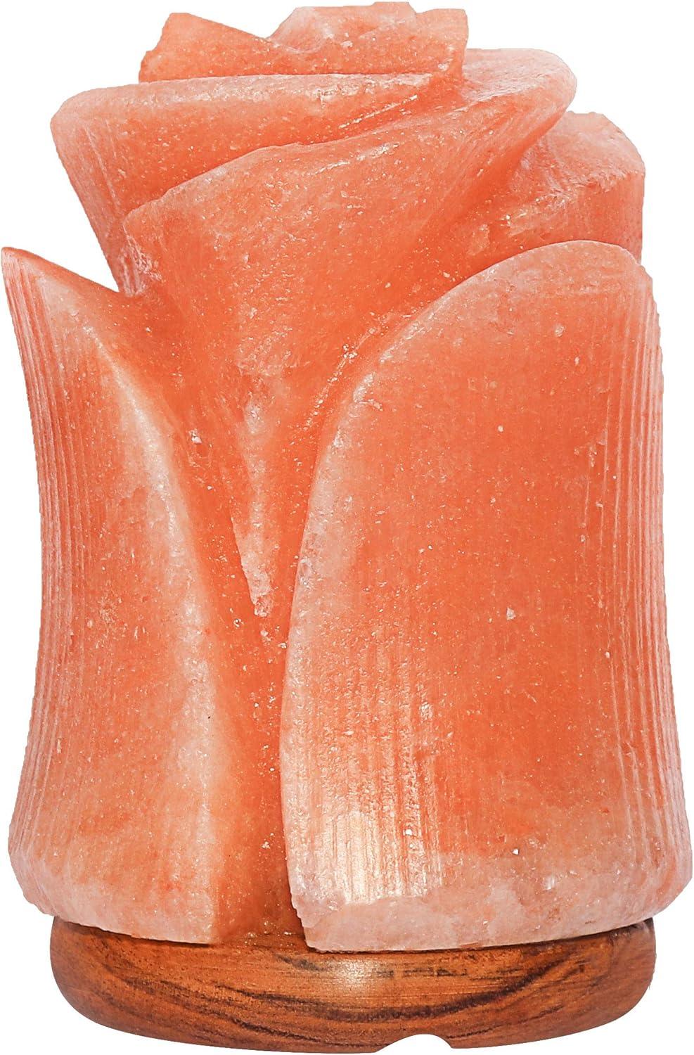 Spantik Natural Himalayan Salt Lamp Electric | Hand Carved Flower Pink Crystal Rock Salt from Himalayan Mountains | Sourced from Pakistan
