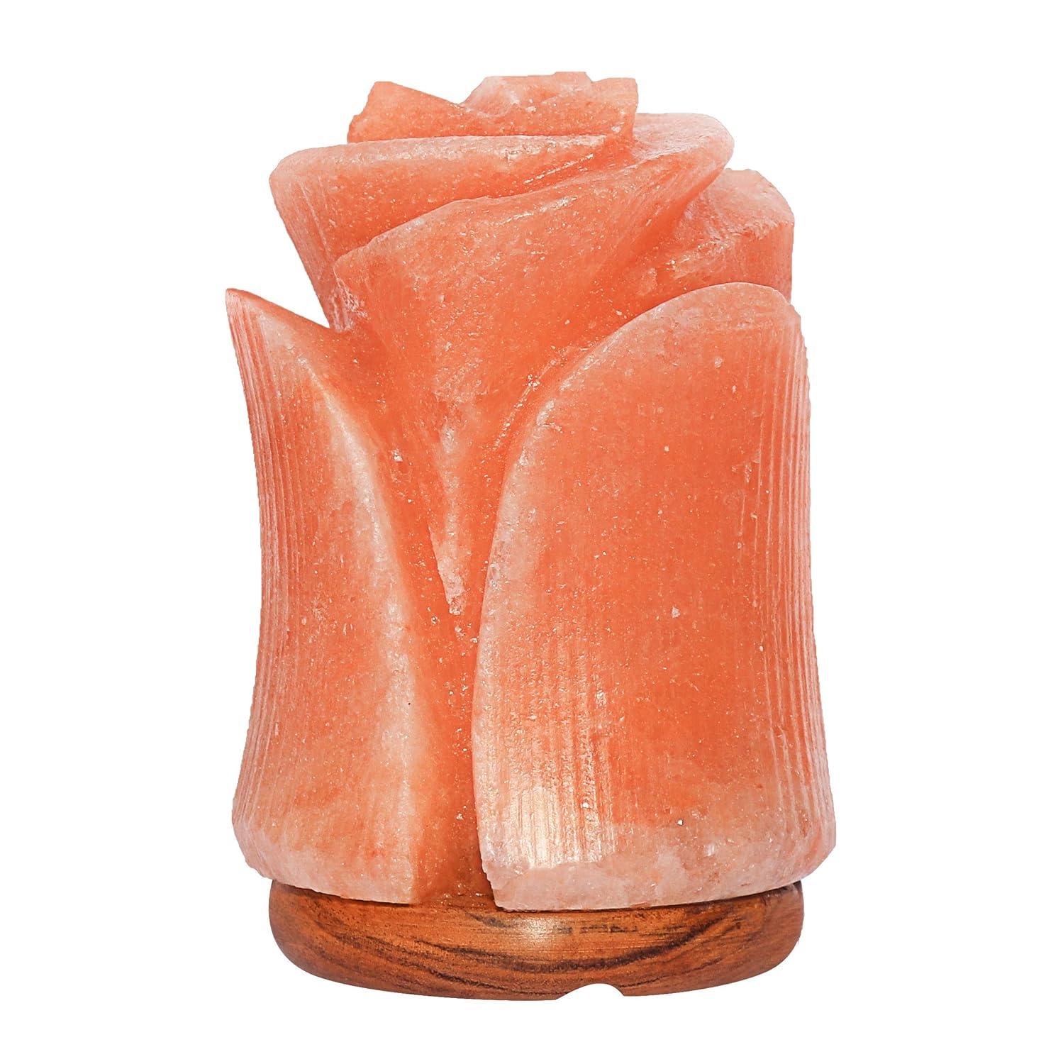 Spantik Natural Himalayan Salt Lamp Electric | Hand Carved Flower Pink Crystal Rock Salt from Himalayan Mountains | Sourced from Pakistan