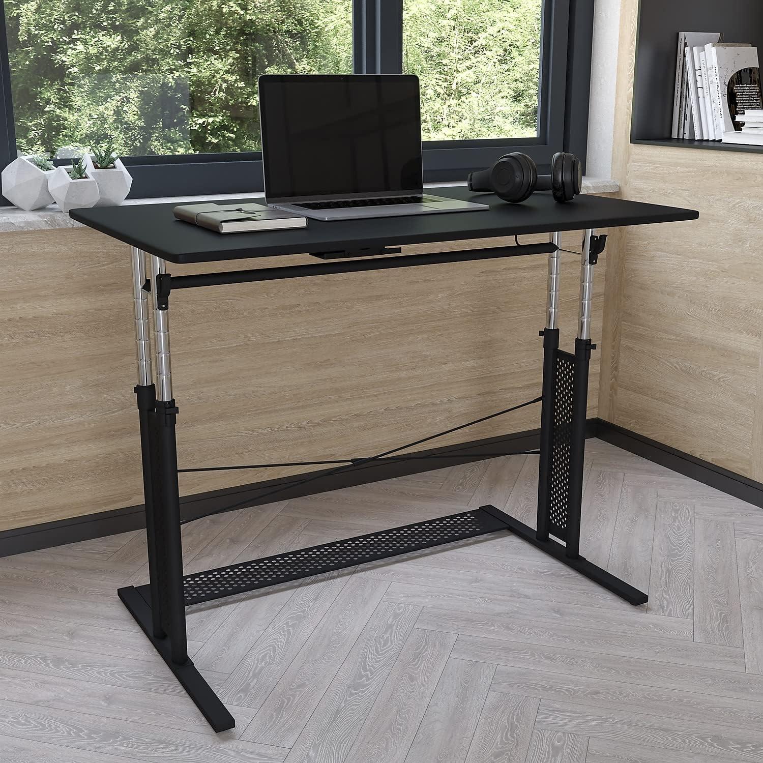 Modern Black 39.3" Adjustable Height Steel Sit/Stand Desk