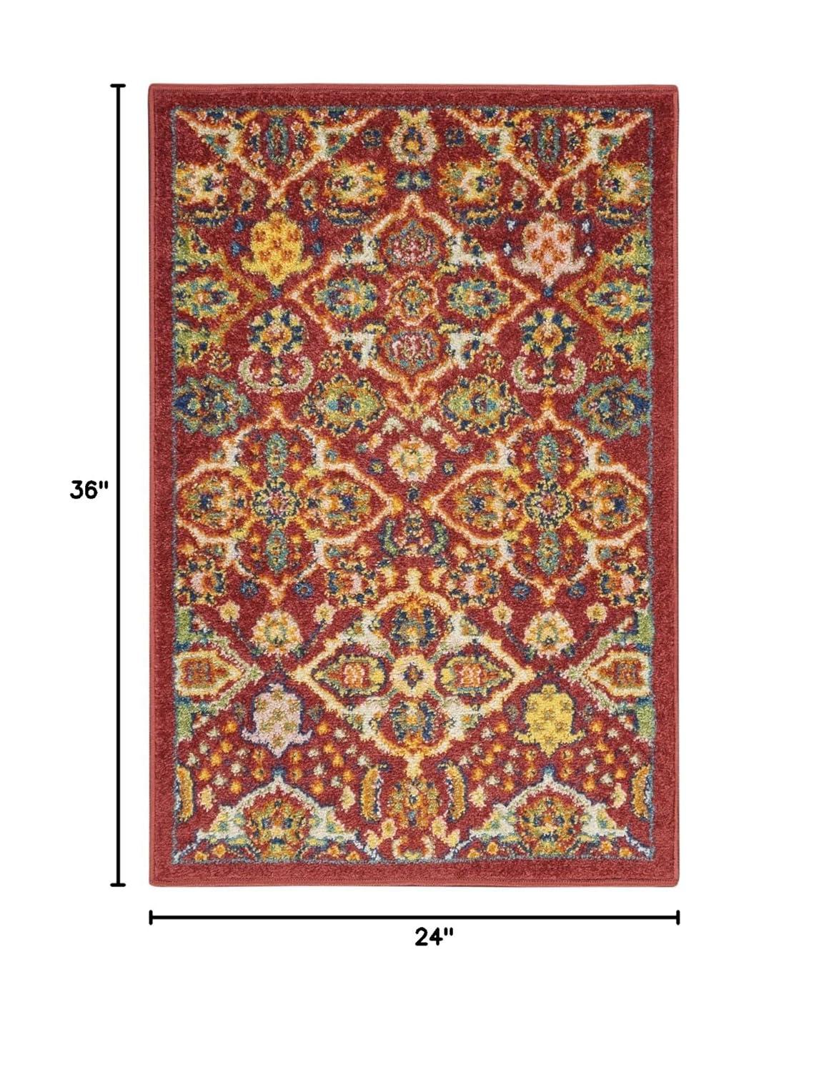 Nourison Allur Boho Indoor Area Rug Red Multicolor 2'3" x 7'6"