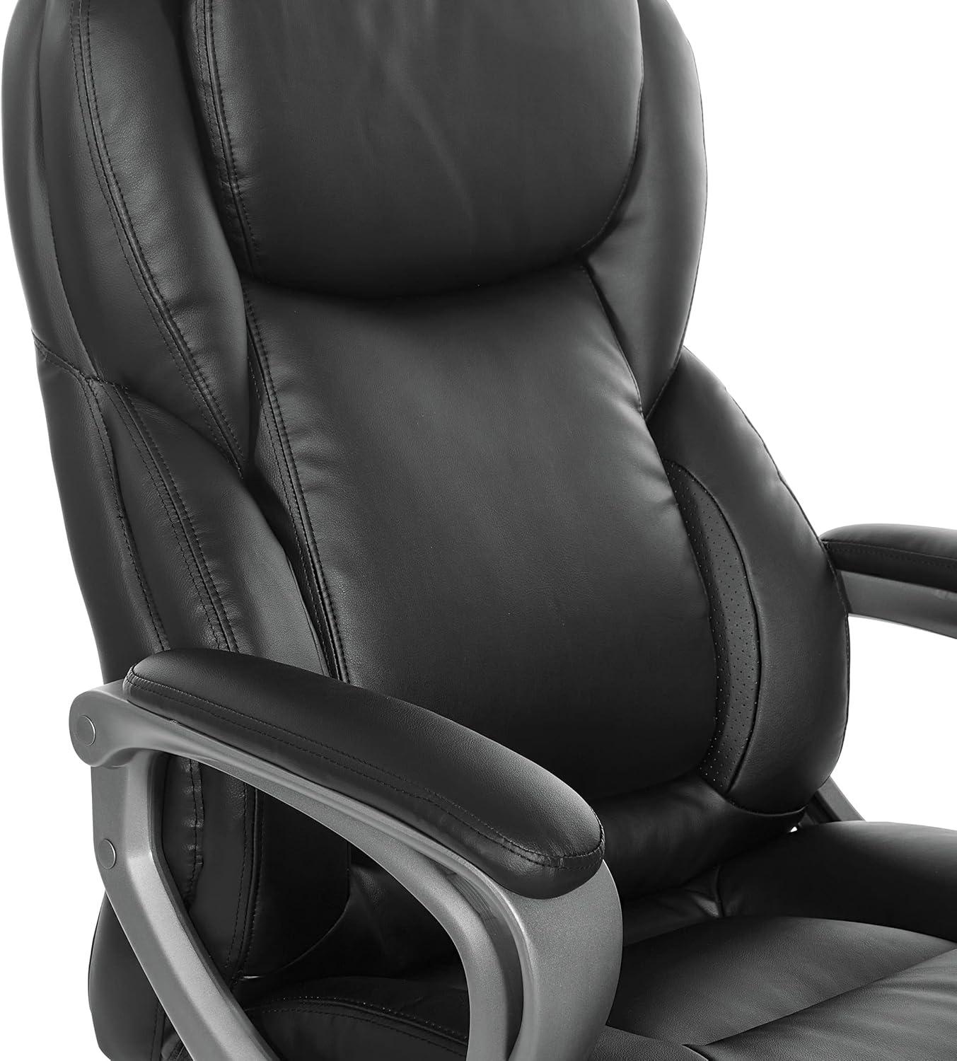 Executive Black Bonded Leather Chair with Titanium Coated Nylon Base