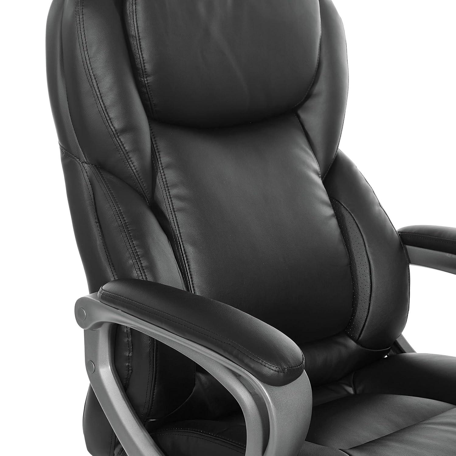 Executive Black Bonded Leather Chair with Titanium Coated Nylon Base