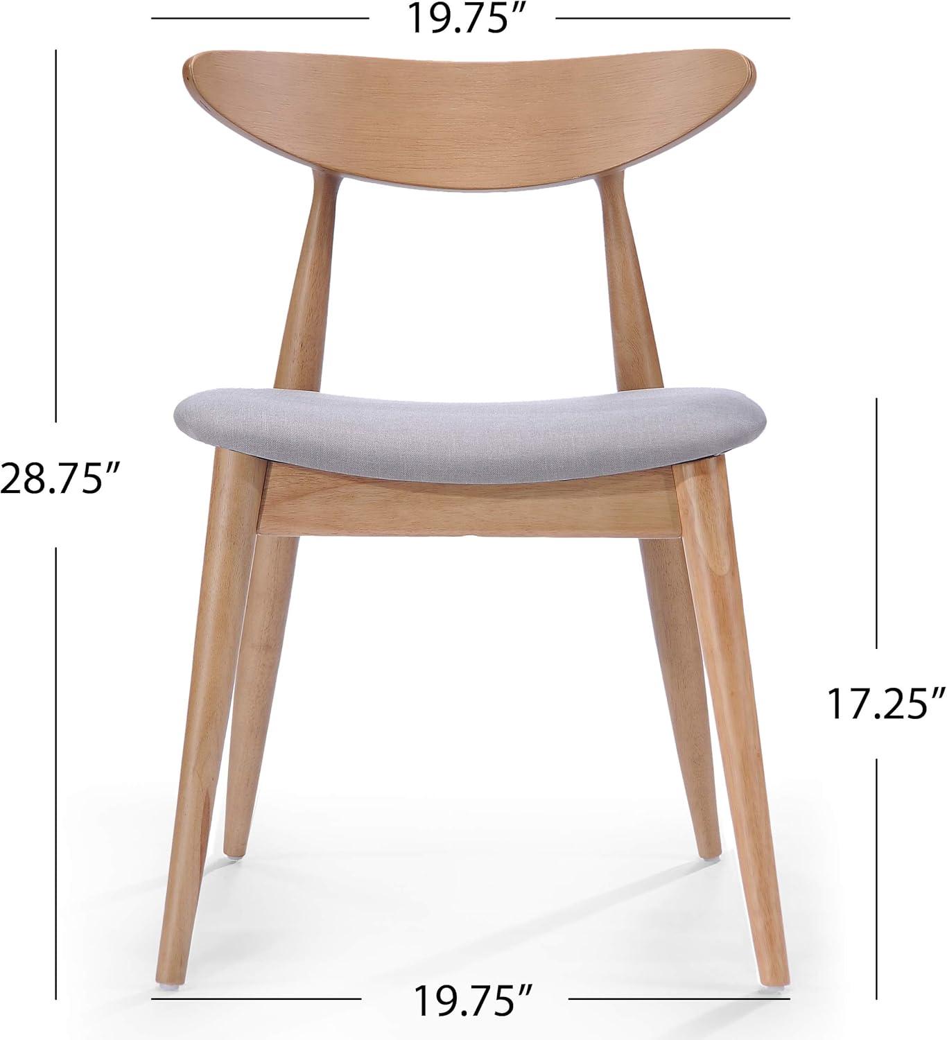 Christopher Knight Home Barron Mid Century Modern Rubberwood Fabric Upholstered Dining Chairs (Set of 2), Beige/Natural Oak