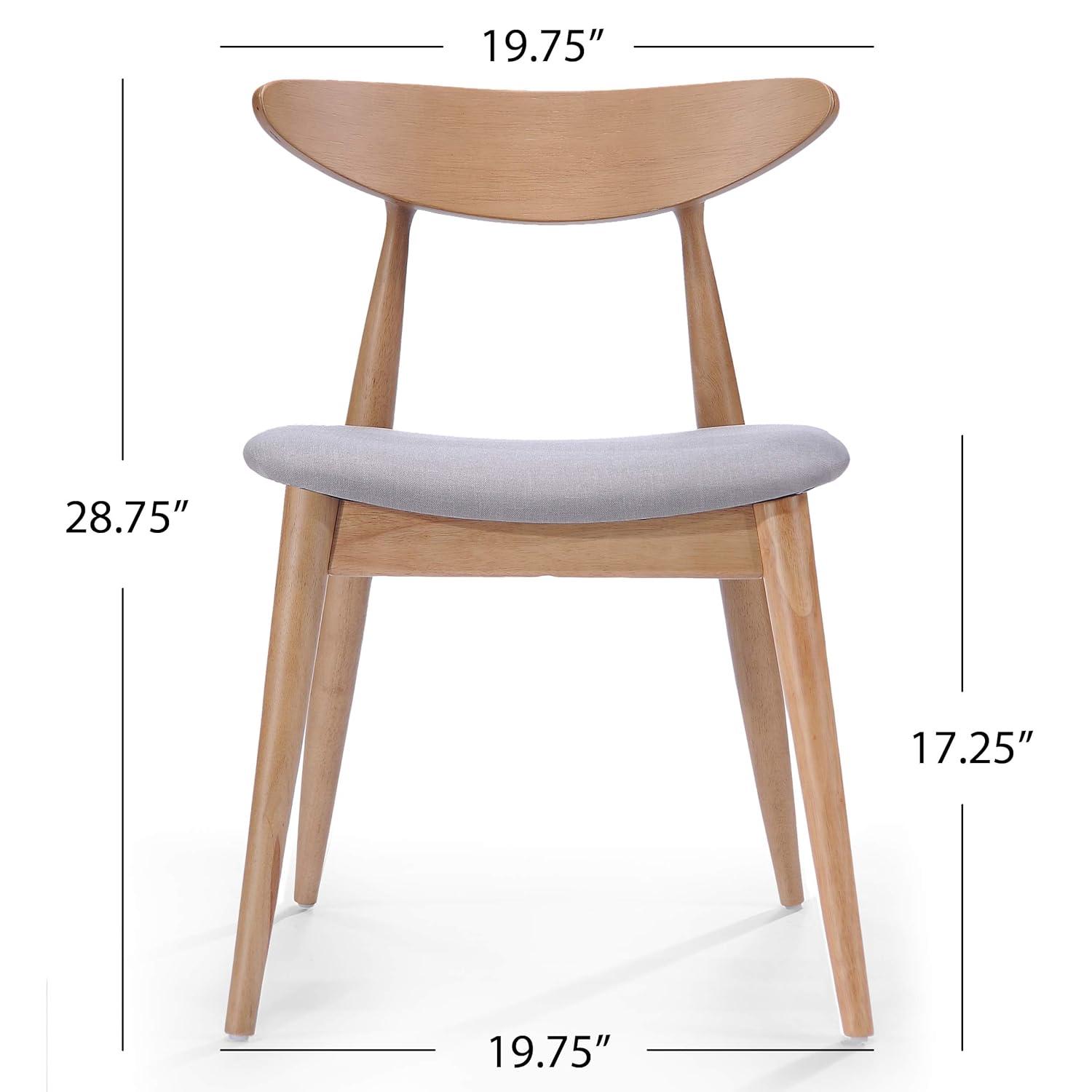 Christopher Knight Home Barron Mid Century Modern Rubberwood Fabric Upholstered Dining Chairs (Set of 2), Beige/Natural Oak