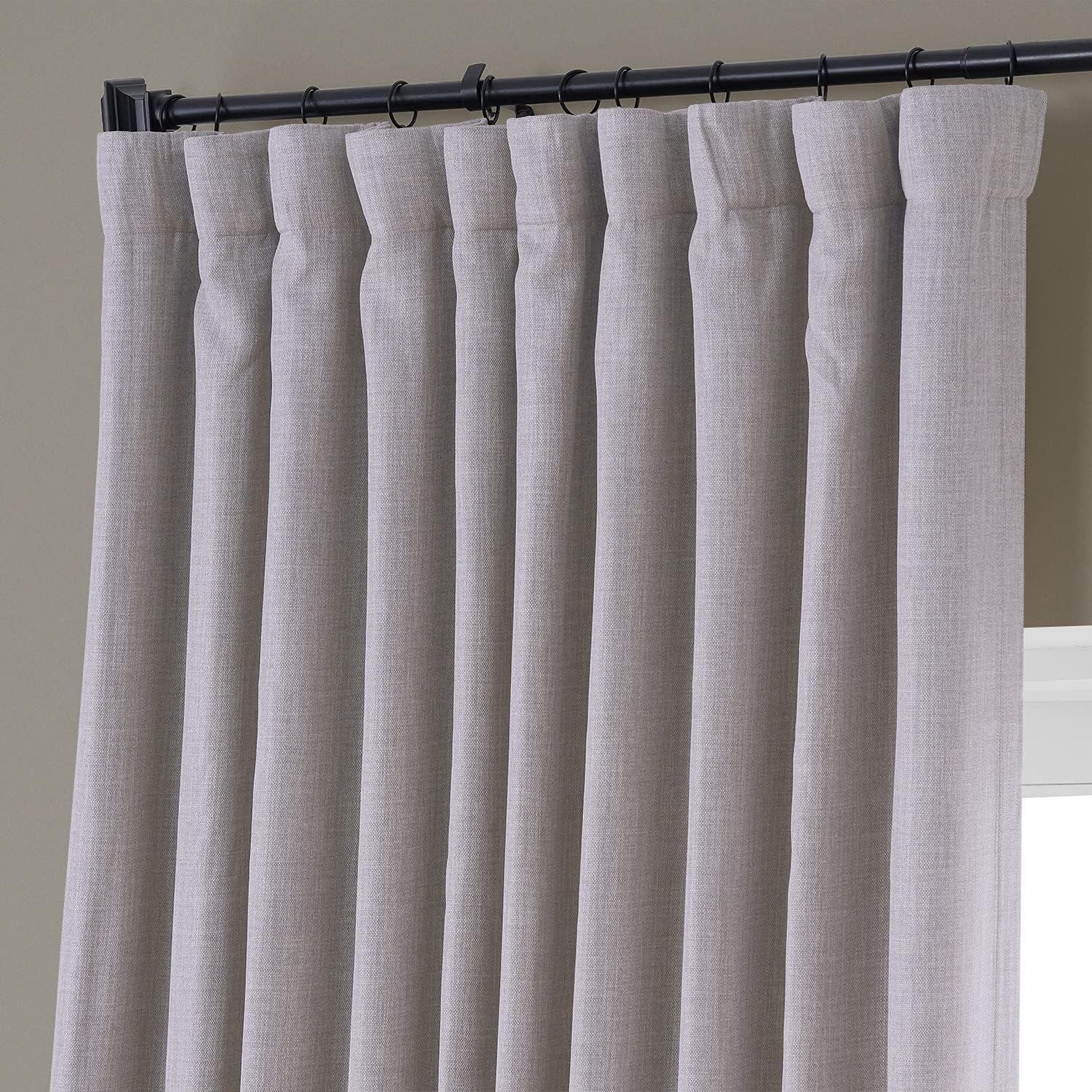 Clay Textured Faux Linen 96" Blackout Window Curtain