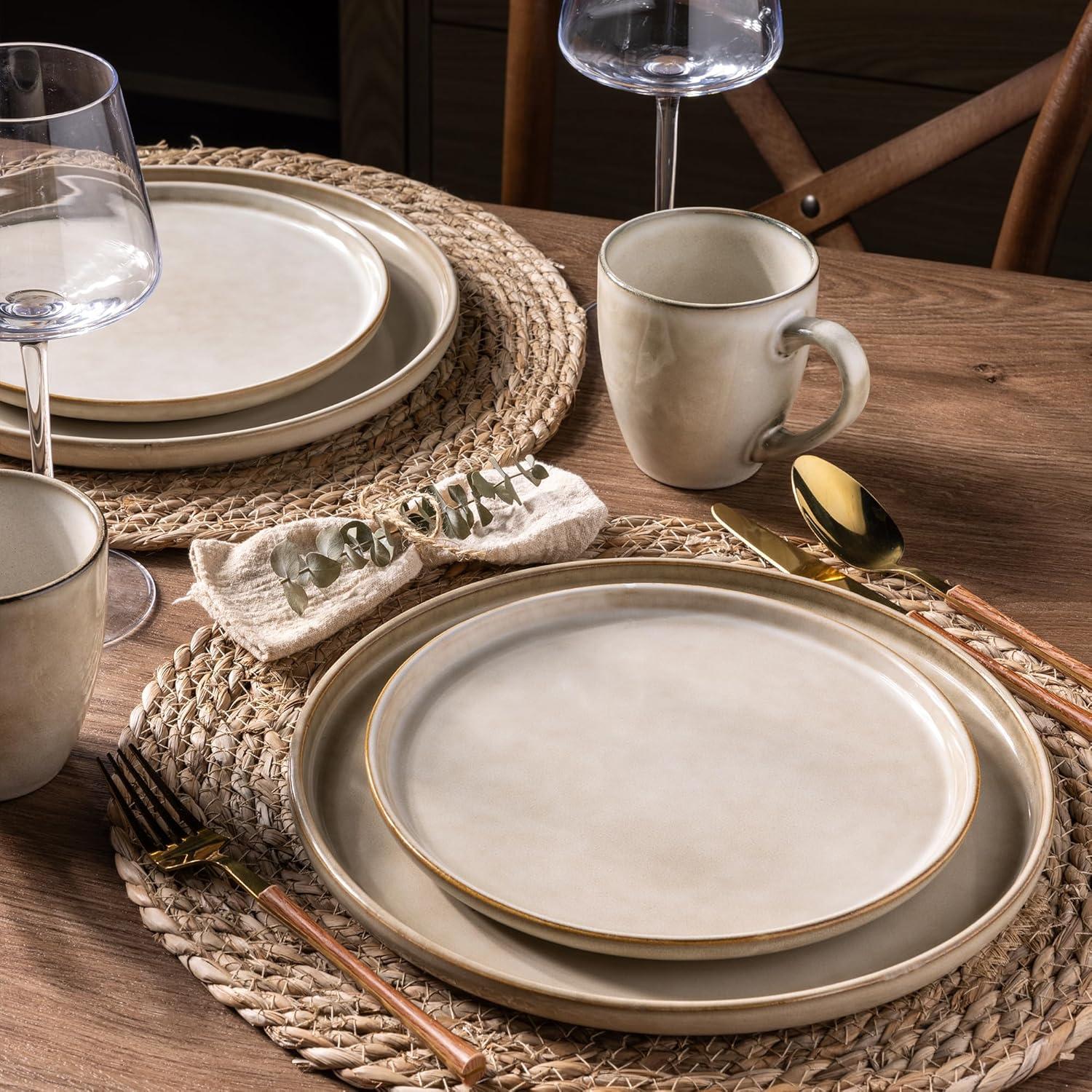 Beige Ceramic 10.5" Dinner Plates Set of 6