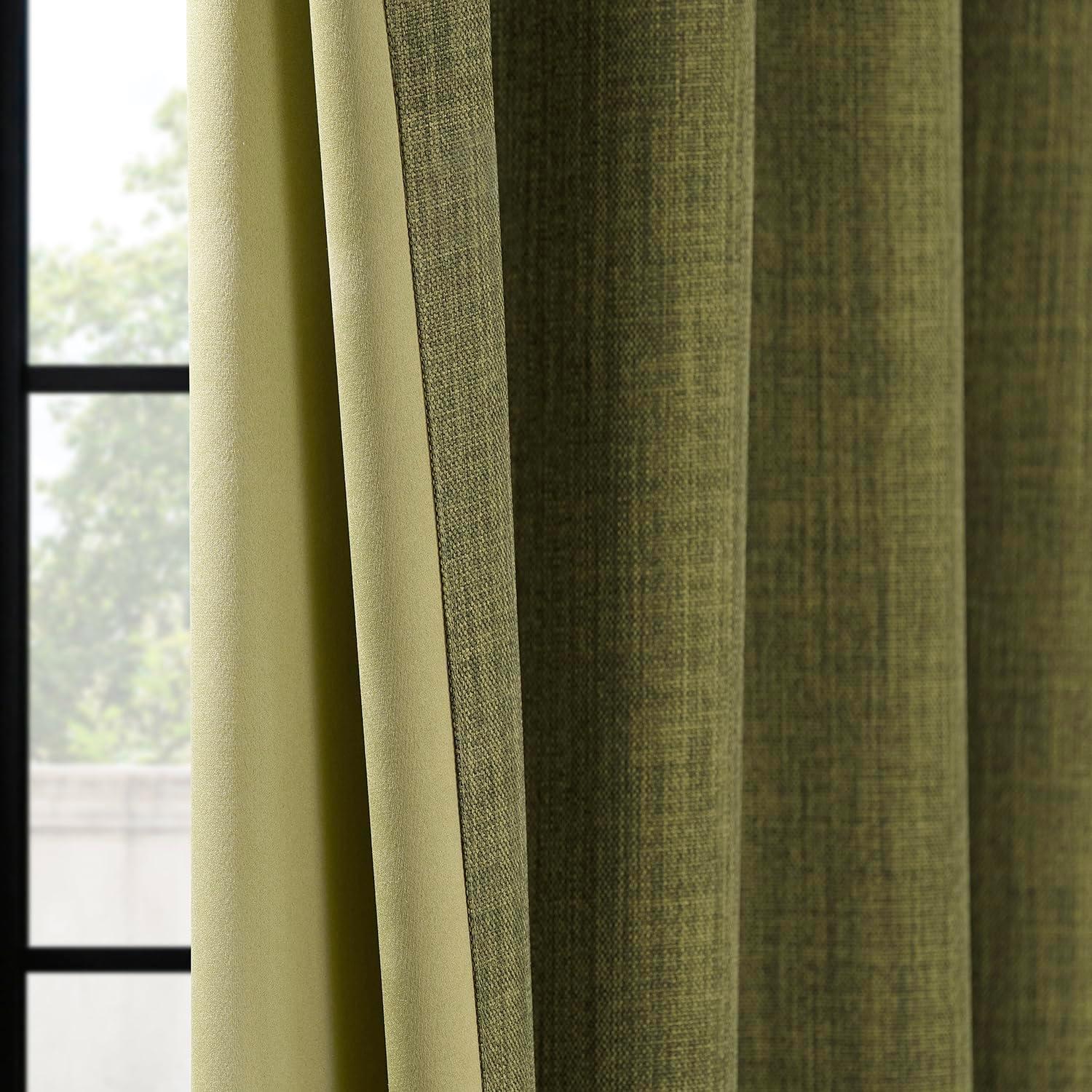 HPD Half Price Drapes Grommet Linen Curtains 84 Inches Long Room Darkening Curtains for Bedroom & Living Room (1 Panel), 50W x 84L, Tuscany Green