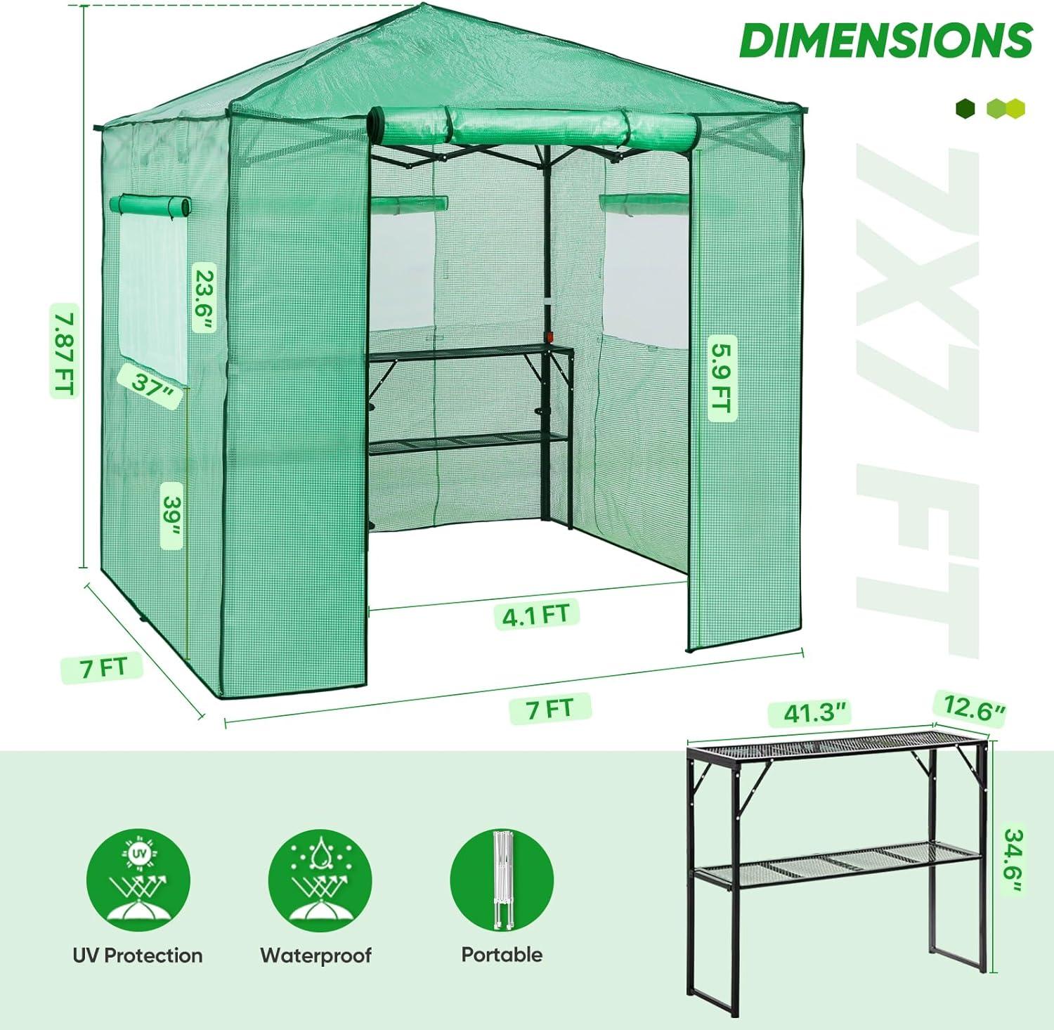 Pop Up Greenhouses 7 ft W x 7 ft D Greenhouse