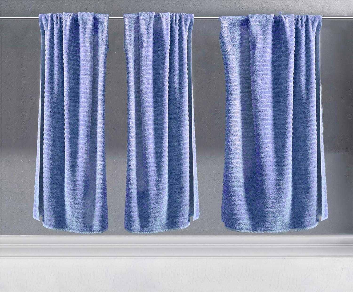 Classic Turkish Towel s Cotton Bath Sheets Set & Oversized Ribbed Towels, Ultra-Soft & Absorbent & Set of 3 - 40x65 Royal Blue