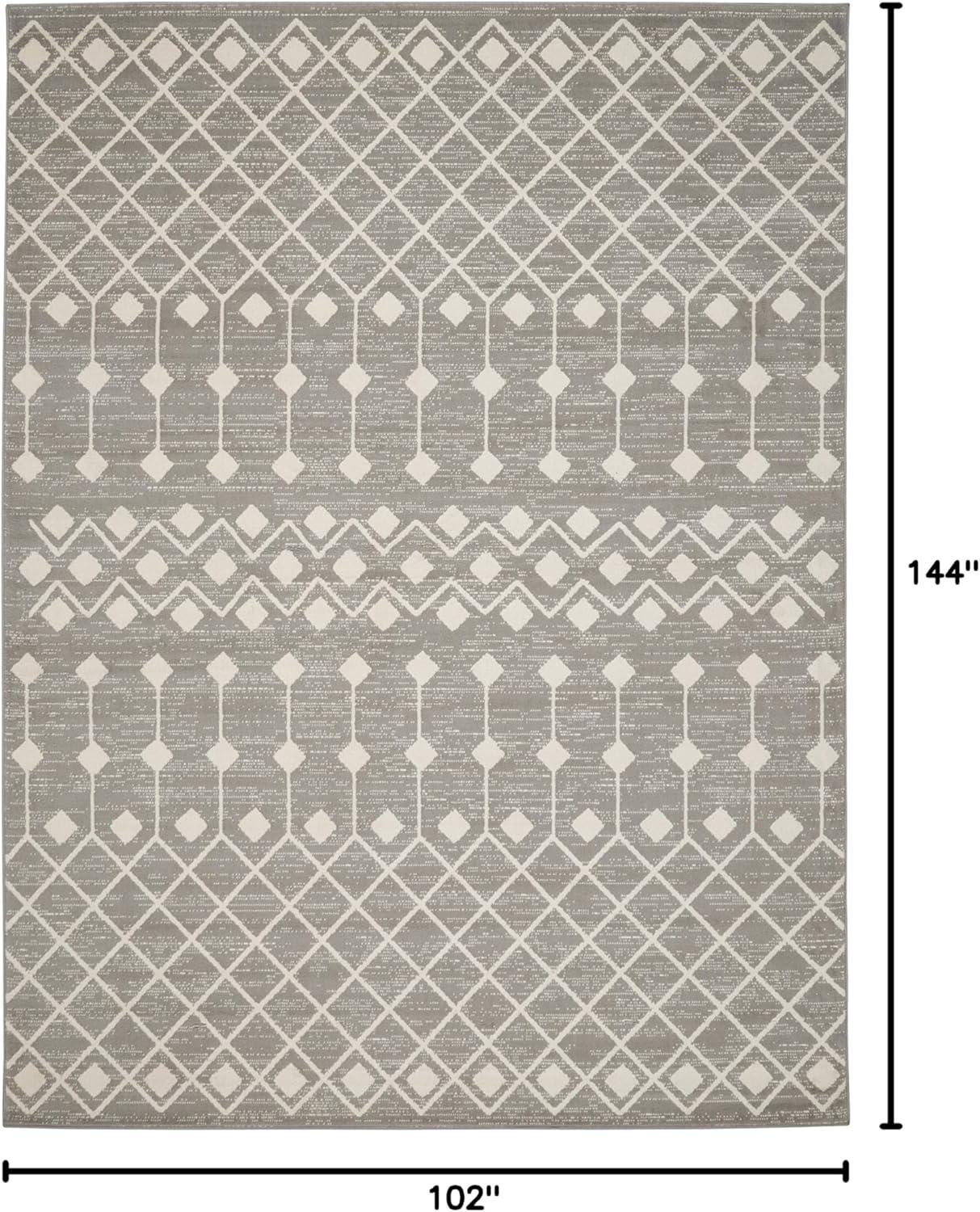 Nourison Grafix Moroccan Grey 8'6" x 12' Area Rug, (9x12)