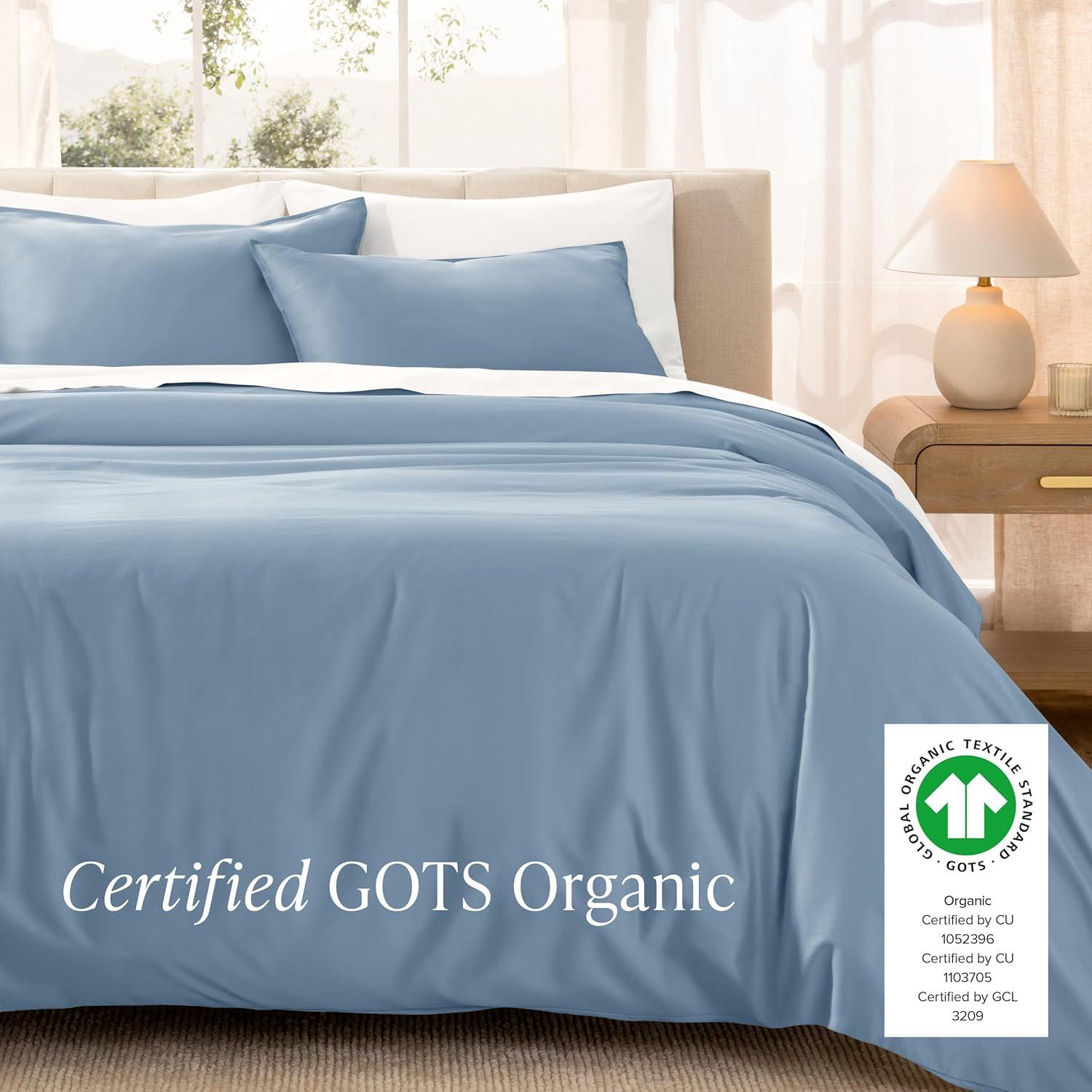 Bare Home 400 Thread Count Organic Cotton Sateen Duvet Cover Set