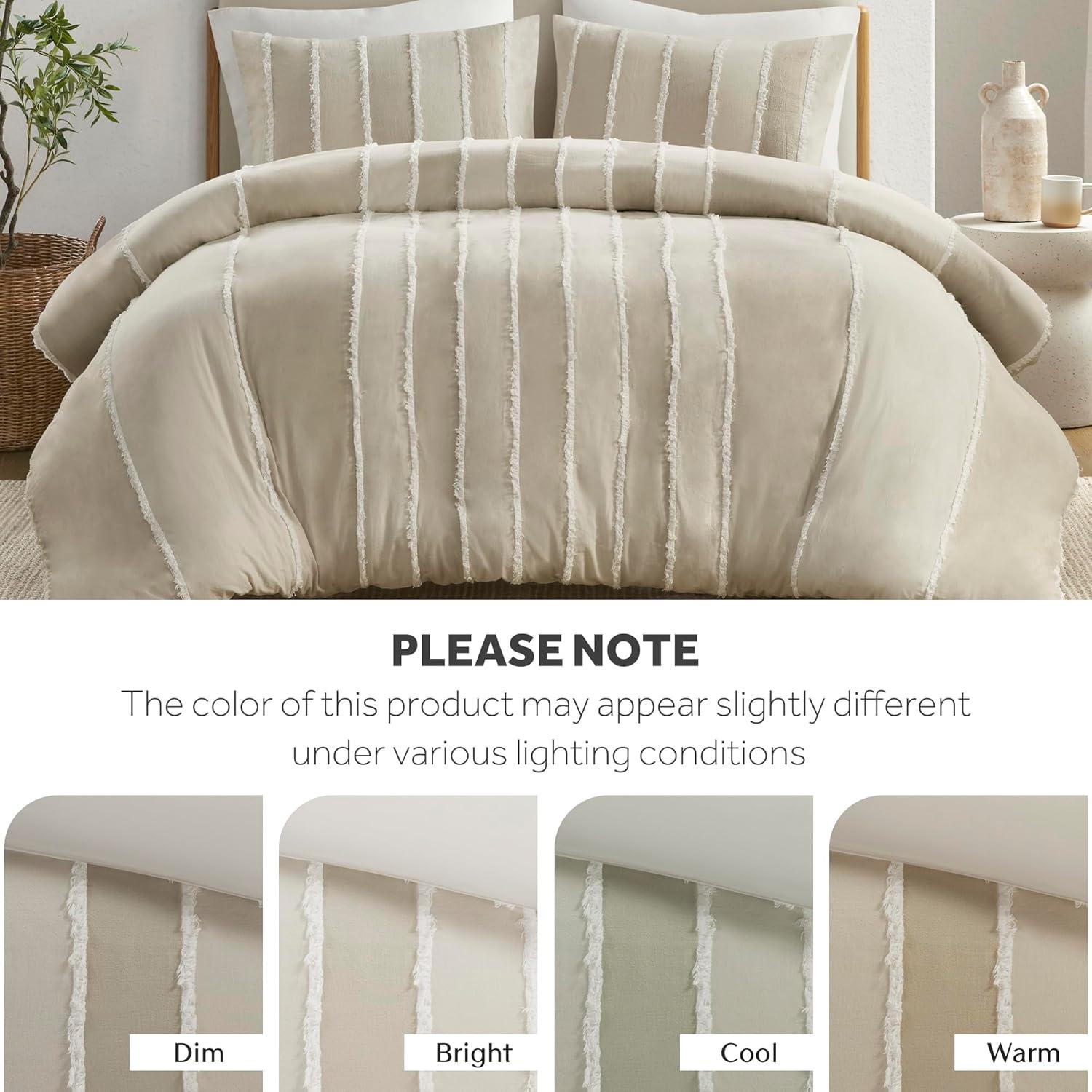 INK+IVY Shay 3 Piece Striped Cotton Duvet Cover Set