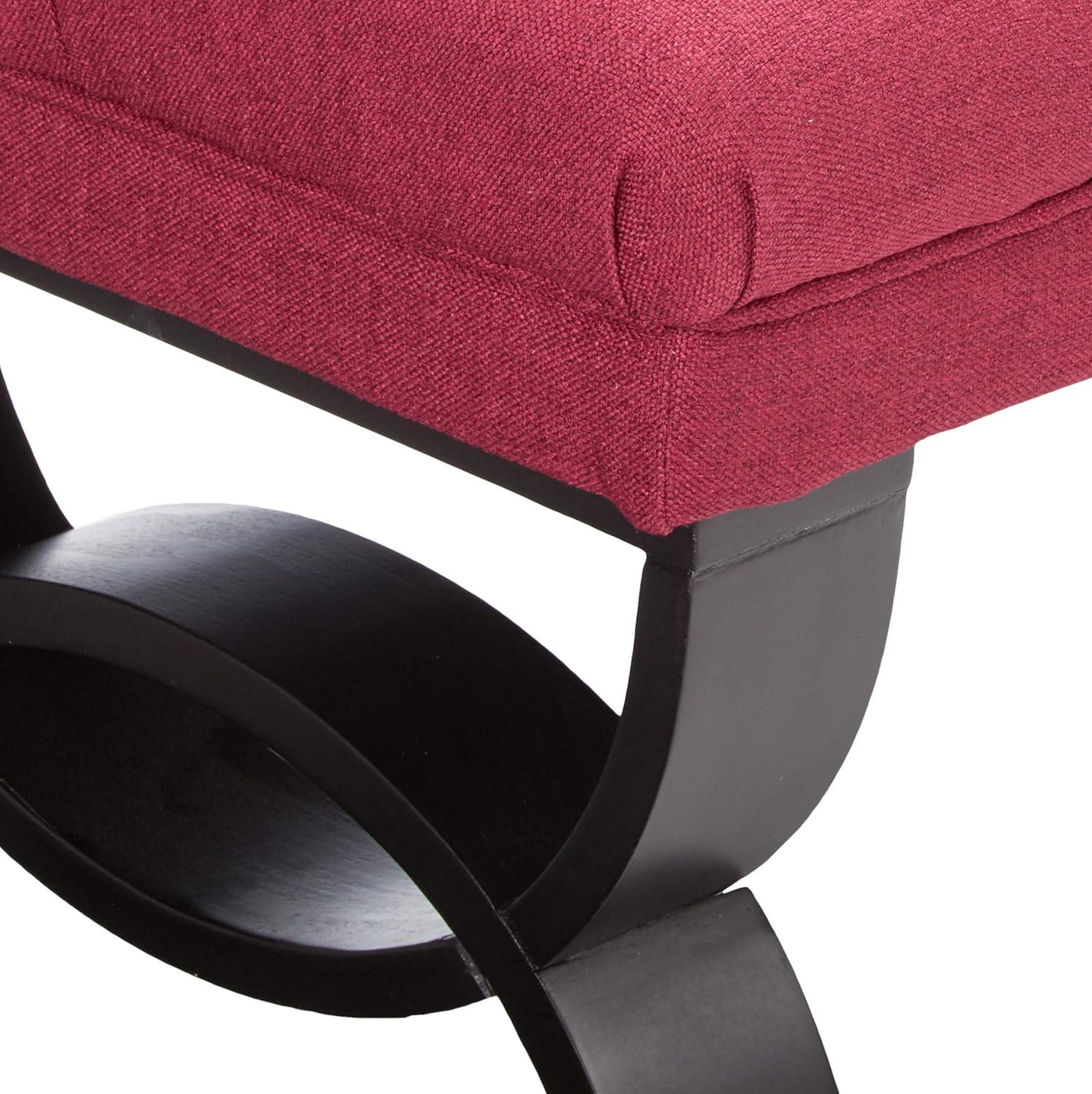 Scarlett Tufted Red Fabric Ottoman Bench with Black Legs