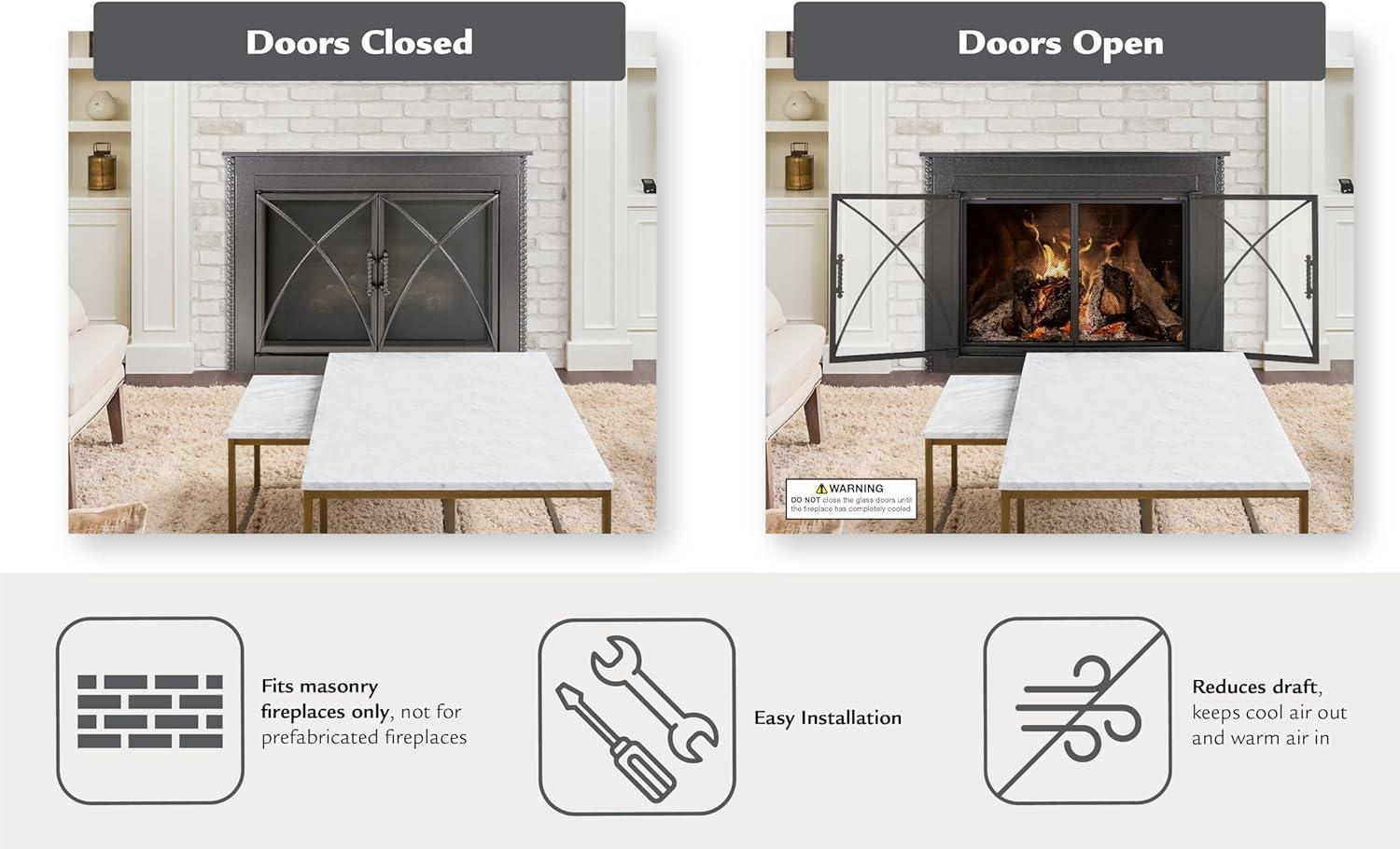 Pleasant Hearth Albus Collection Fireplace Glass Door, Small