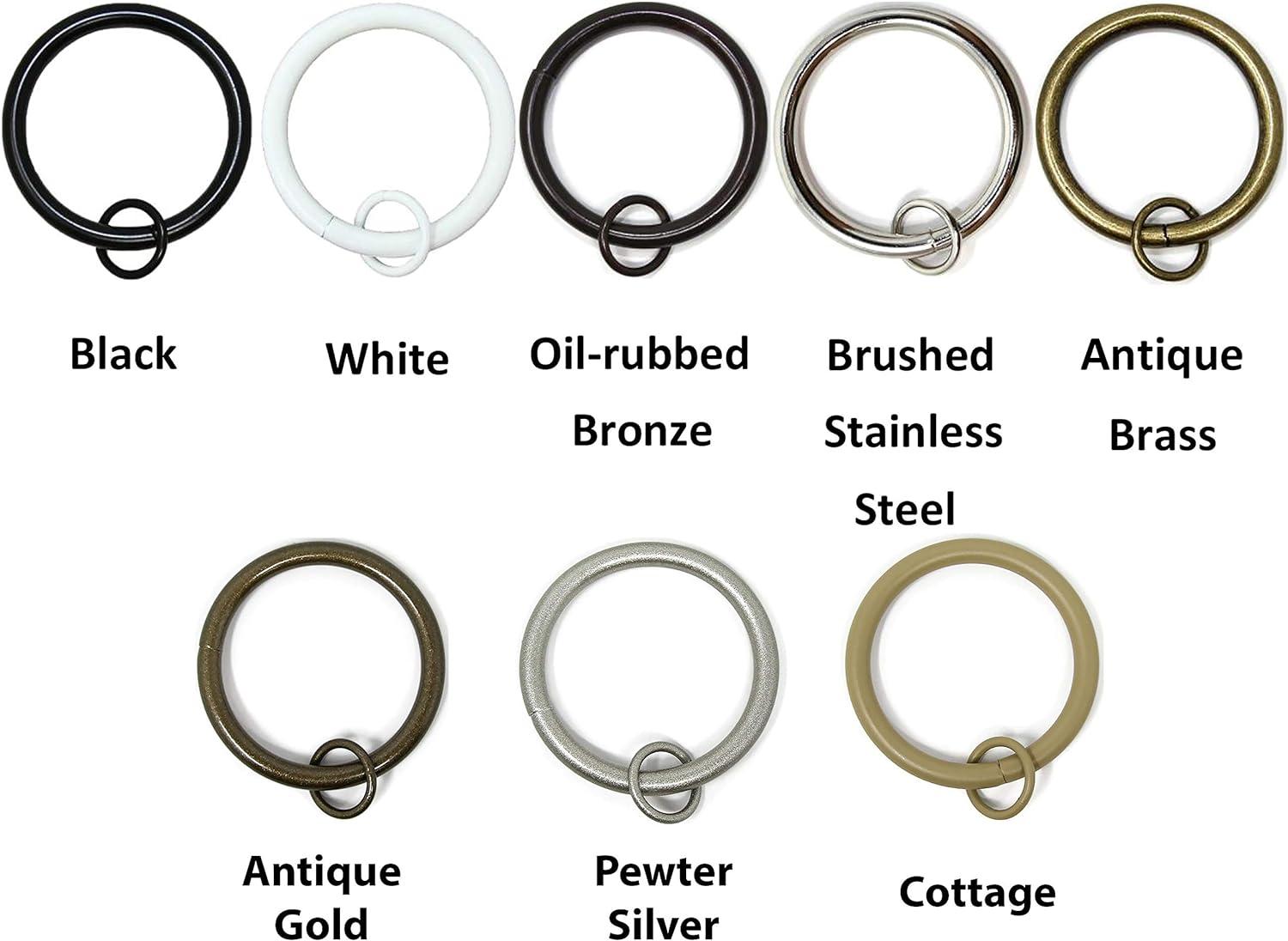 Black Solid Metal Curtain Rings with Eyelet, Set of 14