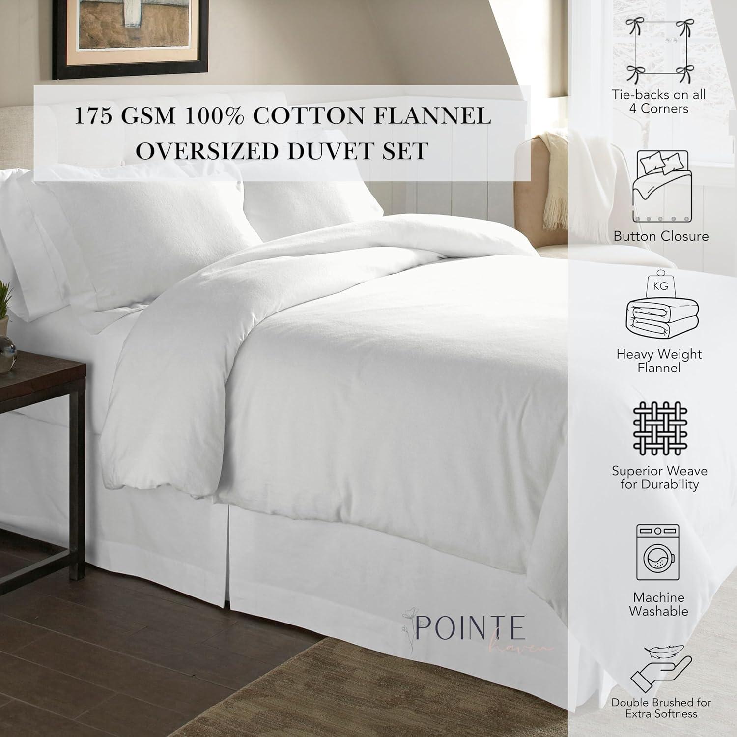 Pointehaven 175 GSM Fairisle 100% Cotton Superior Weight Flannel 3 pc Duvet Set, King/California King