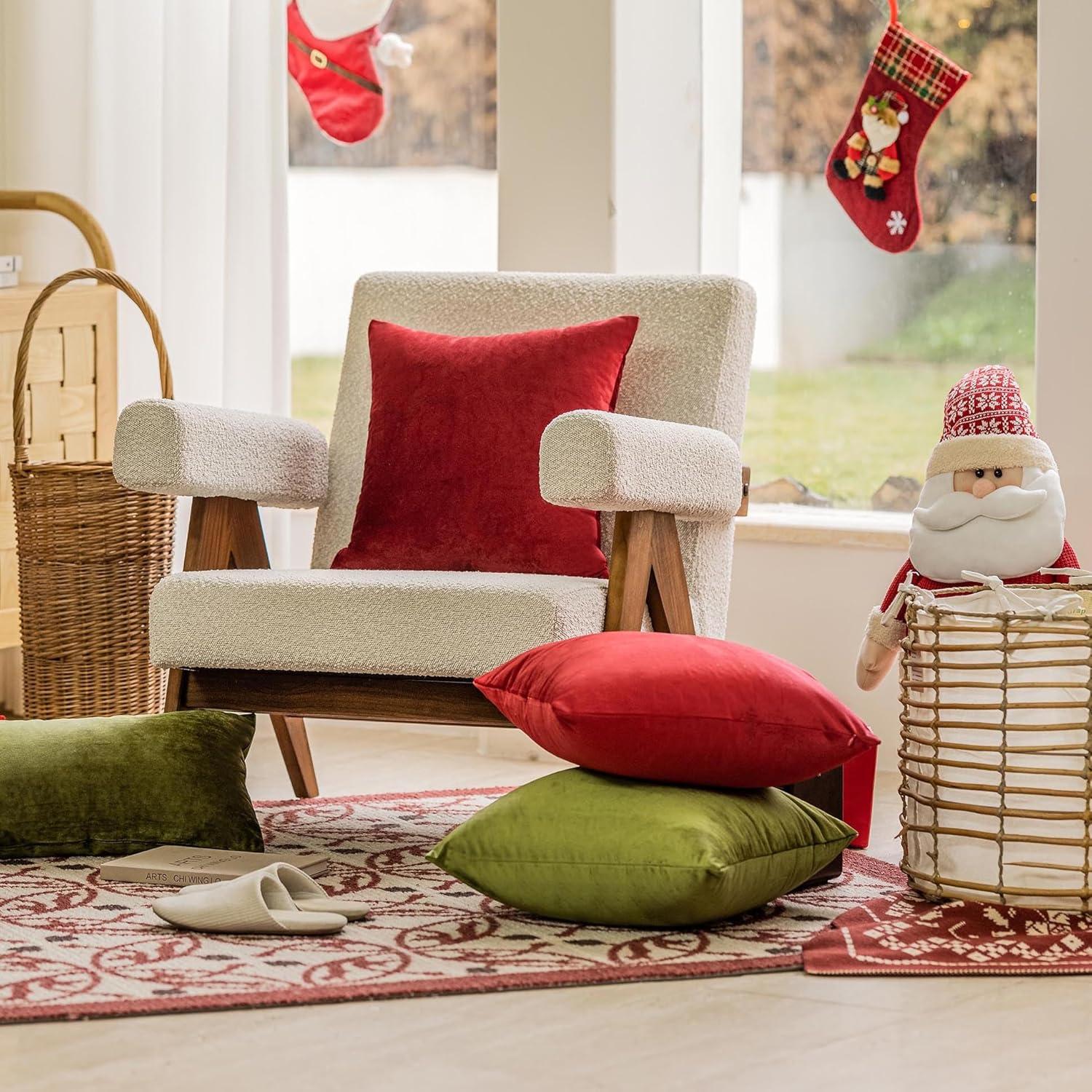 Porch & Den  Cosner Microfiber Velvet Throw Pillow Covers (Set of 2) Cherry red 18" x 18"