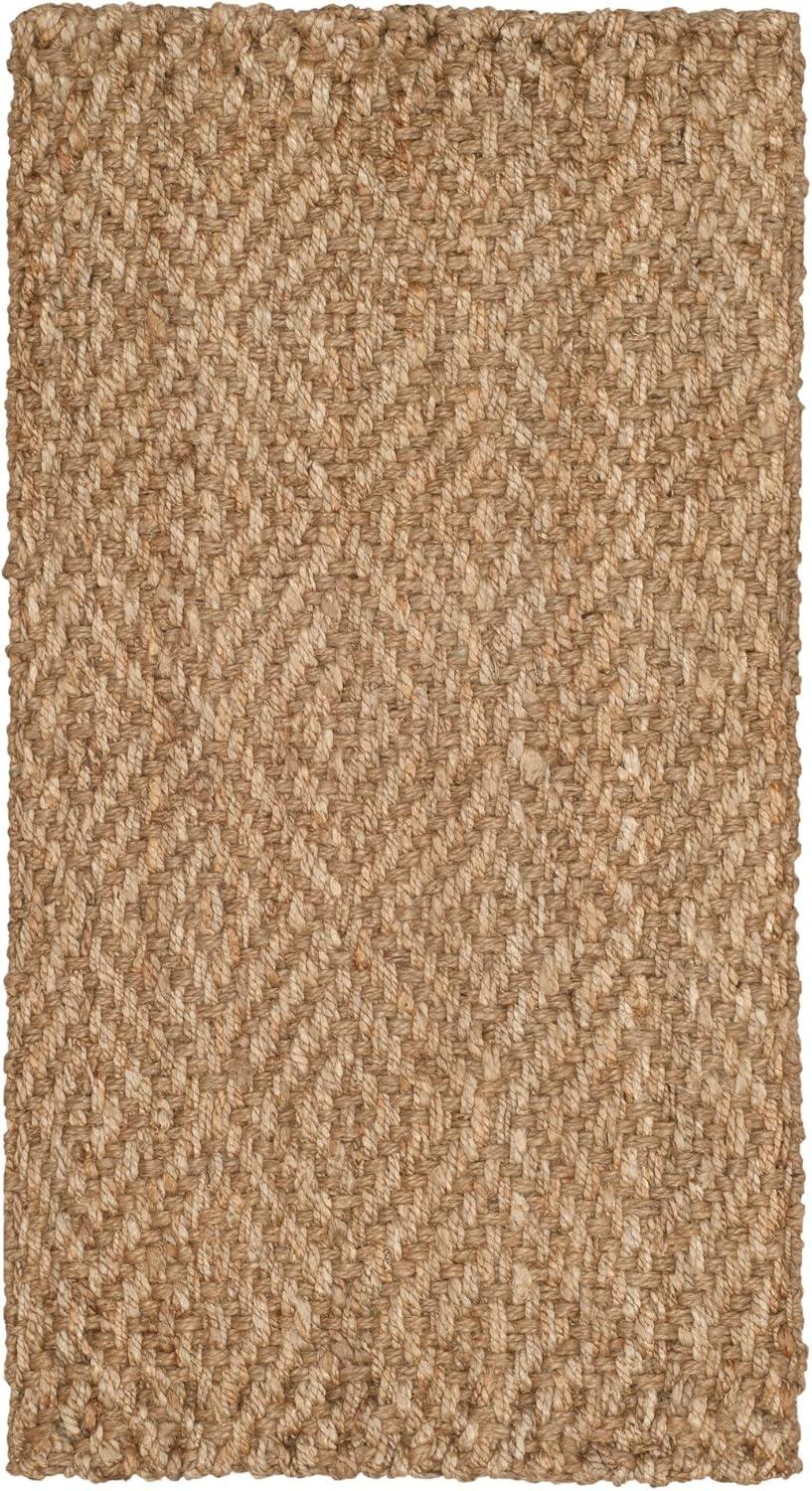 Natural Jute Hand-Knotted Geometric Area Rug 2'3" x 4'