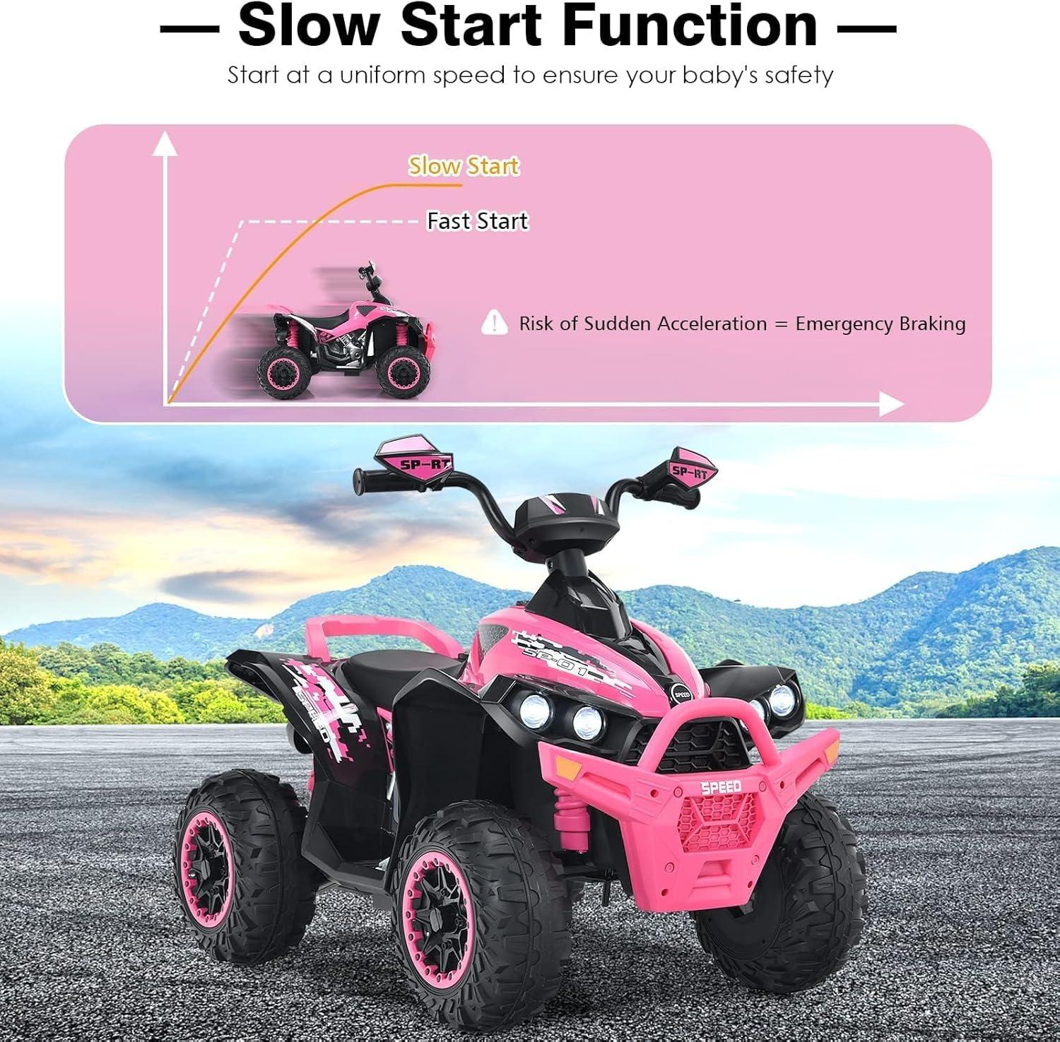 Infans 12V Battery Powered Kids Ride On ATV Electric 4-Wheeler Quad Car w/ MP3 & Light