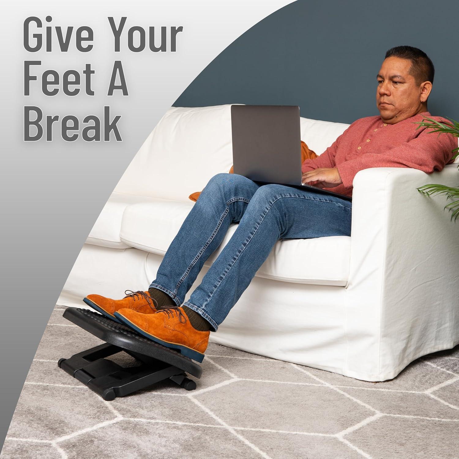 Mind Reader Foot Rest, Under Desk at Work, Ergonomic, Height Adjustable, Office, Plastic, 17.5"L x 13.5"W x 3.5"H