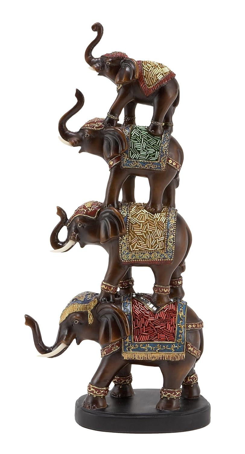 World Menagerie Pisarnik Polystone Elephant Decorative Brown Sculpture