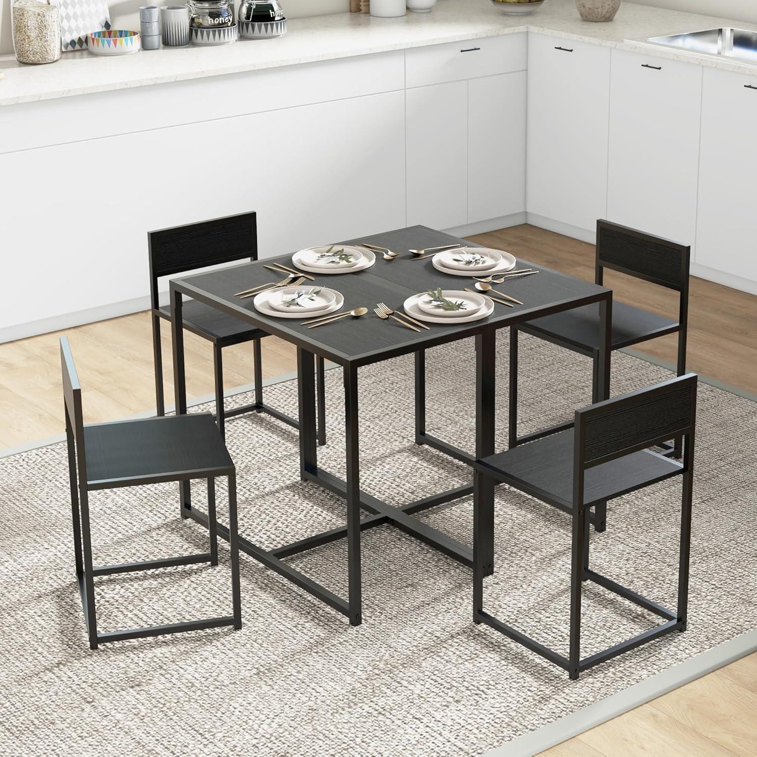 17 Stories 3-Piece Industrial Dining Table Set for 2 Person, Kitchen Table and Chairs, Dining Room Sets
