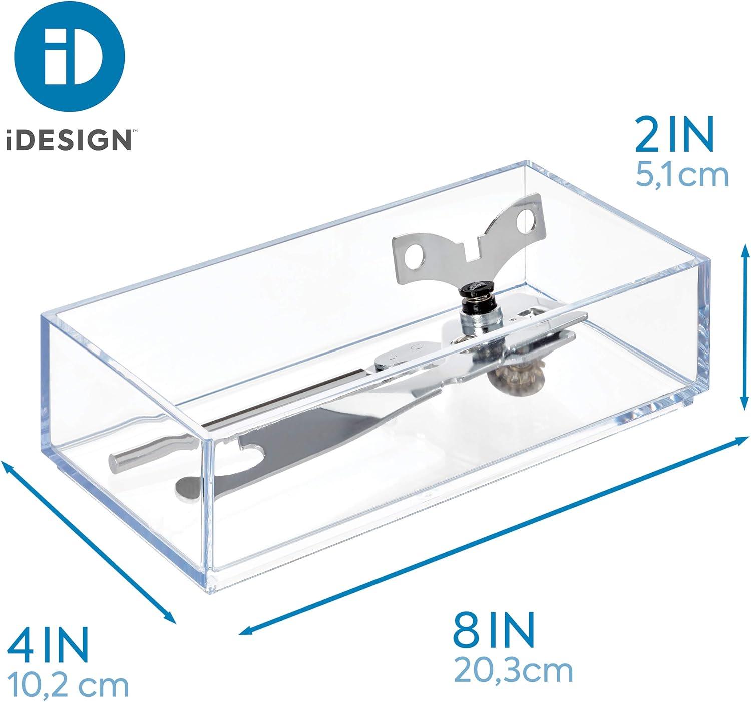 iDesign Clarity Plastic Drawer Organizer, Storage Container for Kitchen Gadgets, Corks, Sticky-Notes, Clips in Pantry, Cabinets, Countertops, 4" x 4" x 2" - Clear,X-Small