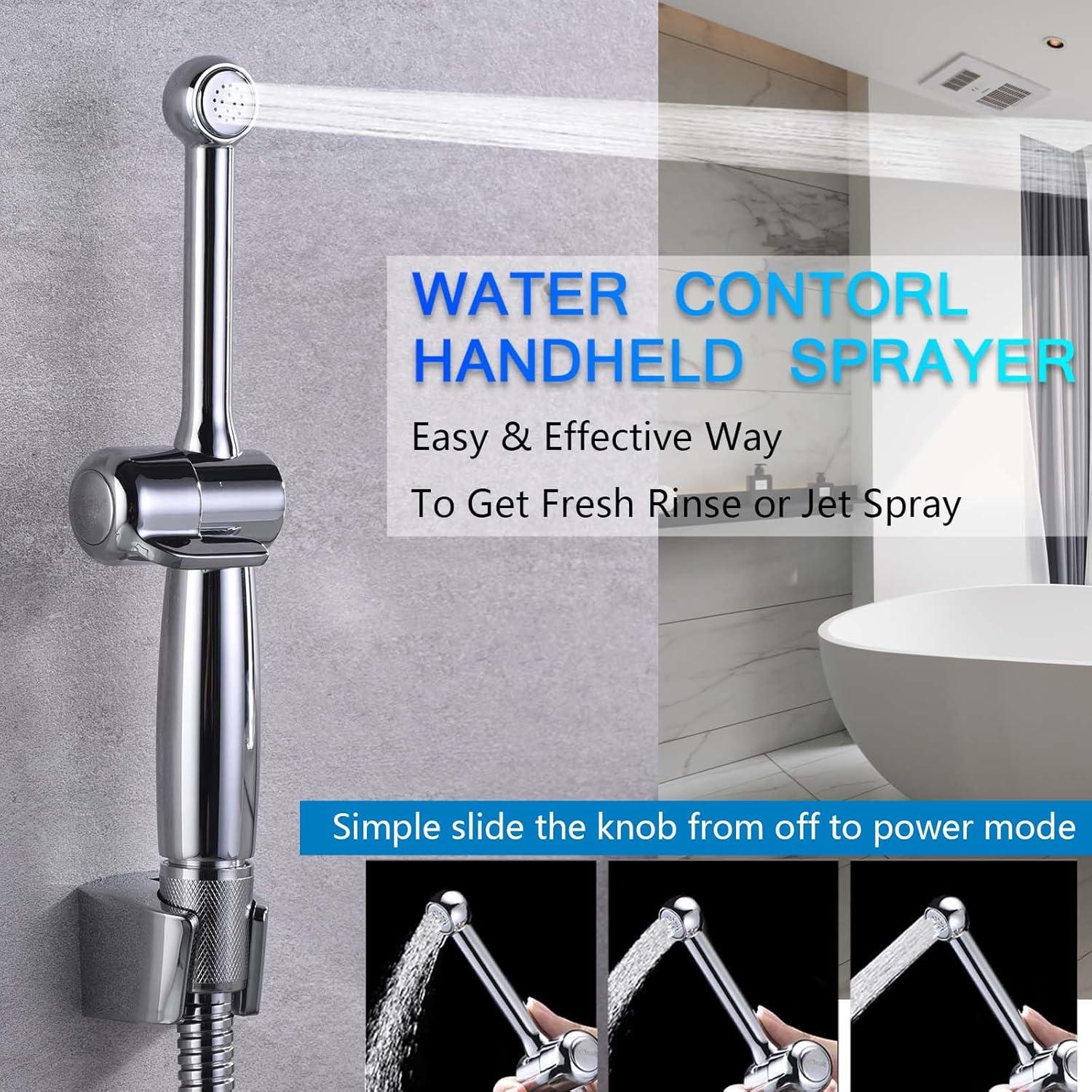 Polished Chrome Brass Handheld Bidet Sprayer Kit