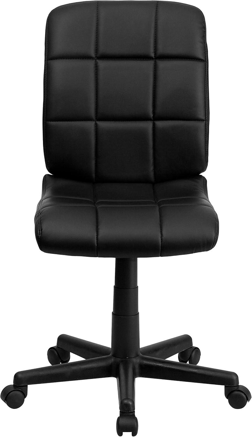 Flash Furniture Clayton Mid-Back Tufted Vinyl Upholstered Swivel Desk Chair with Padded Seat, Black