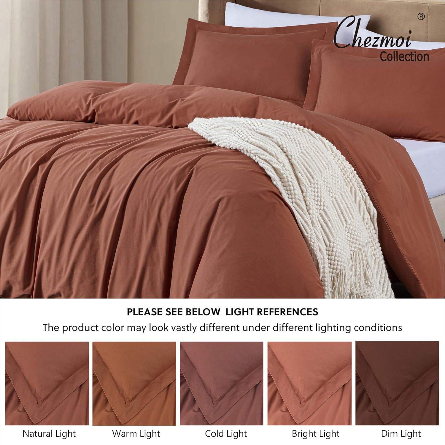 Chezmoi Collection Cotton Twill Solid Duvet Cover Set