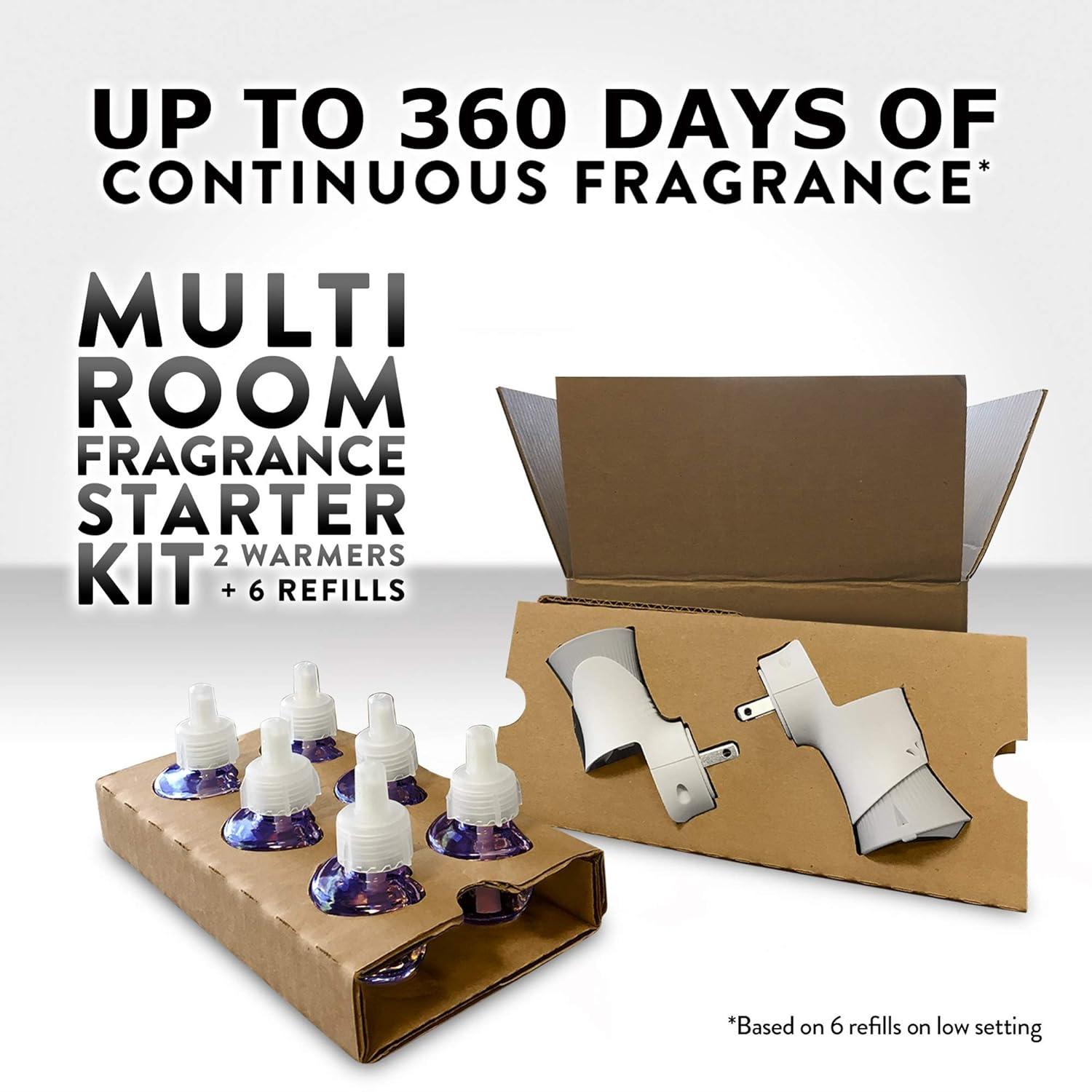 Air Wick plug in Scented Oil Starter Kit, 2 Warmers + 6 Refills, Lavender & Chamomile, Eco friendly, Essential Oils, Air Freshener