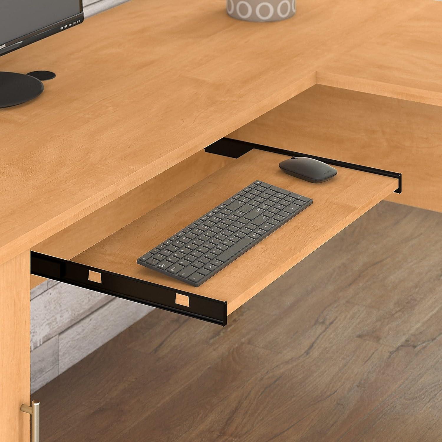 Bush Furniture Somerset 72 in L Shape Desk with Keyboard Tray, File Drawer and Storage in Maple Cross (Ships in 2 boxes)