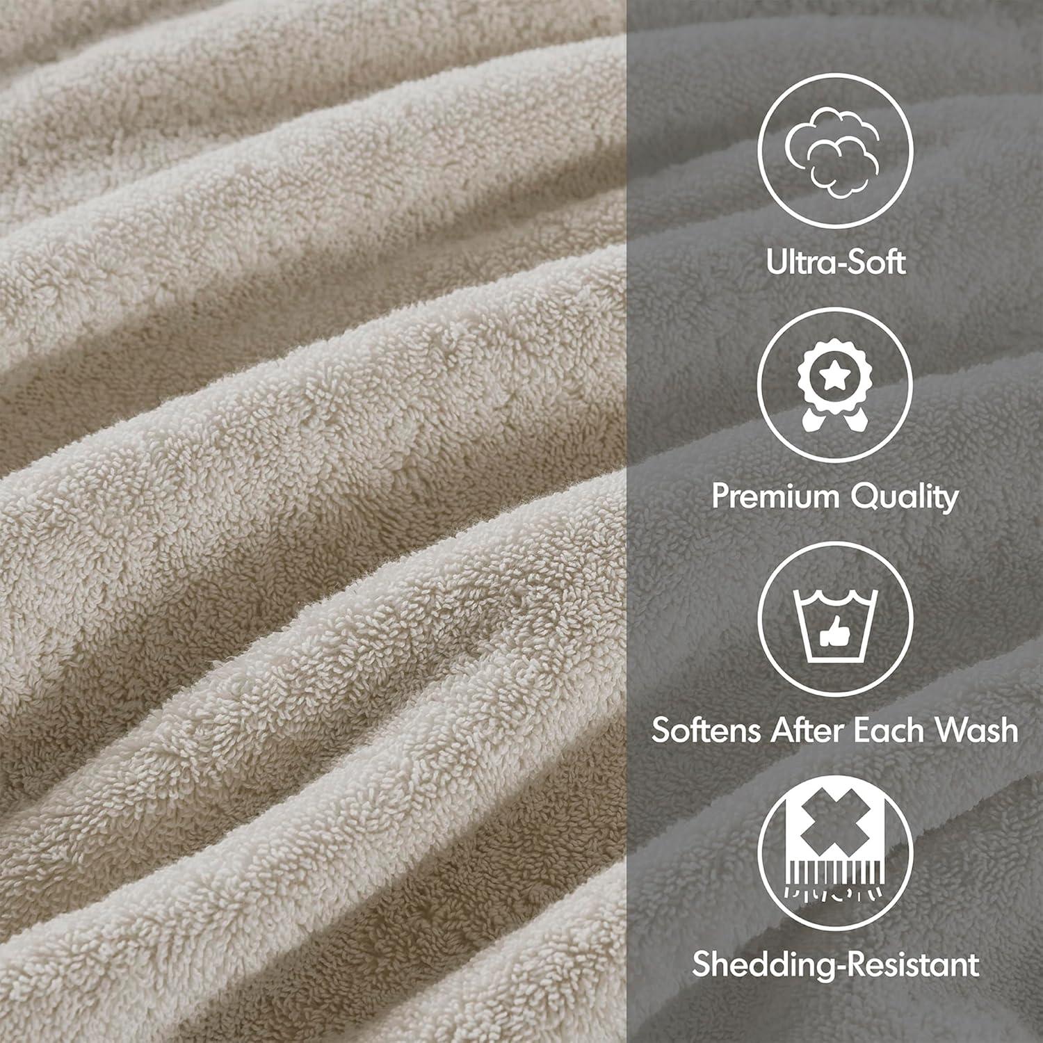 8pc Cotton Bath Towel Set Natural: Madison Park, Heavyweight Terry, OEKO-TEX Certified