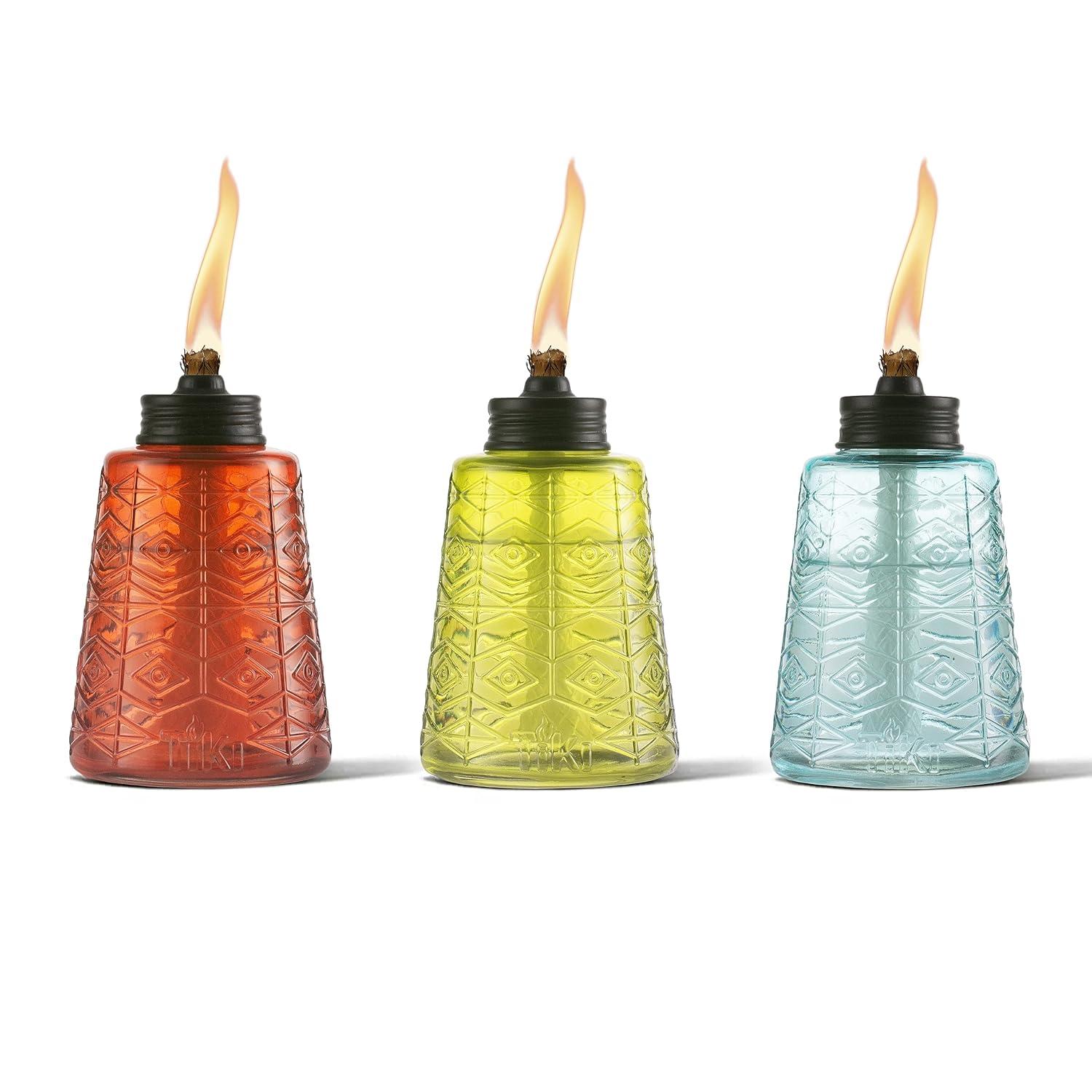 TIKI Brand TIKI® Brand 6 Inch Table Torch Glass Red, Green and Blue (Set of 3)