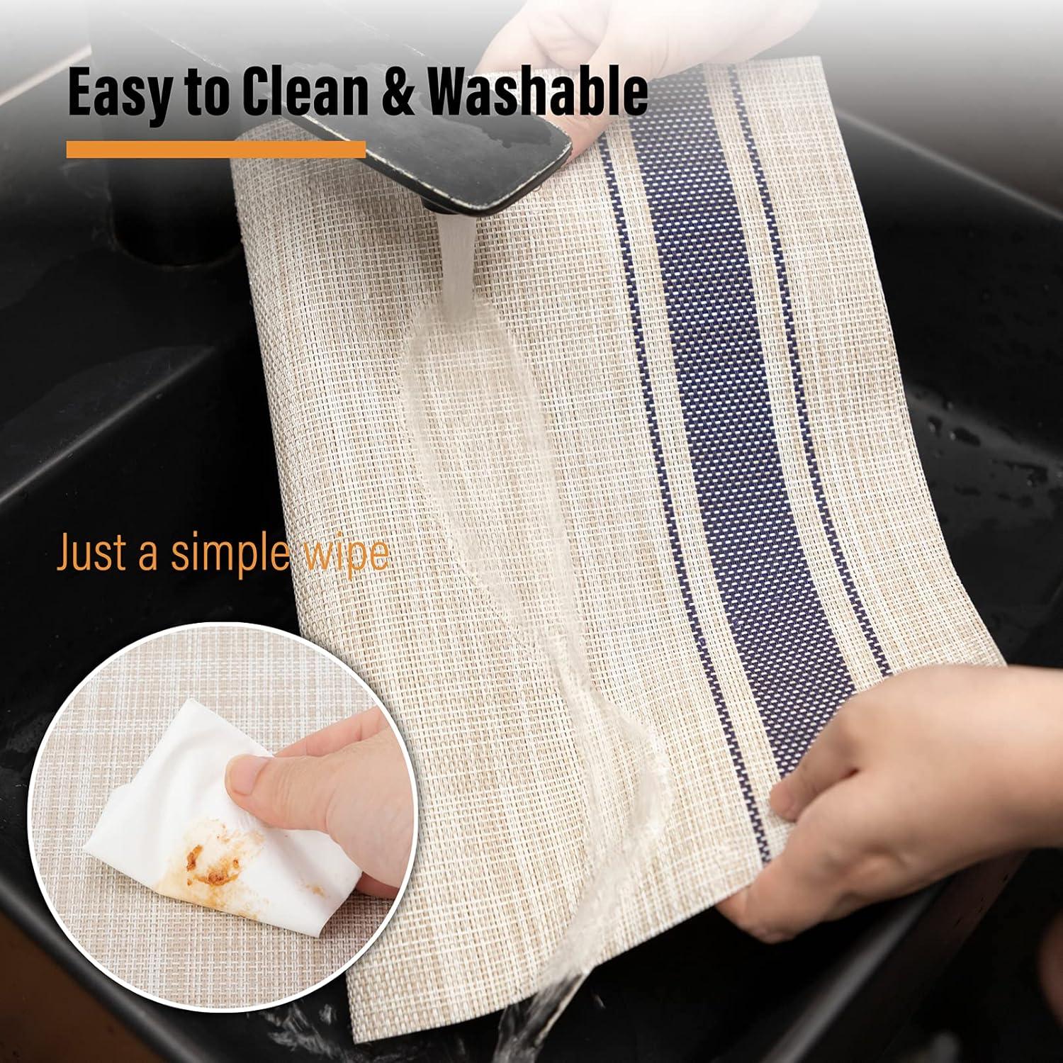 Placemats Set of 8 Woven Vinyl Insulation Indoor Place mats for Dining Table, Washable Durable PVC Table Mats (Beige)