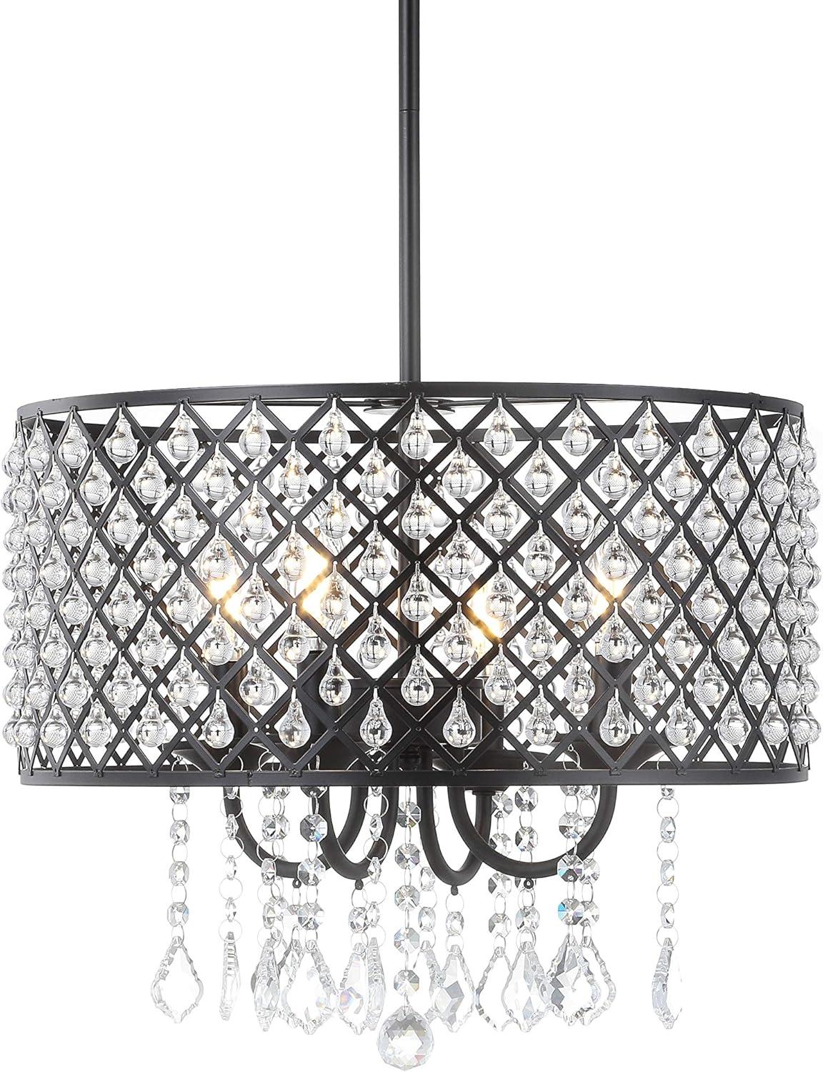 Gigi 17" Black Metal/Crystal LED Glam Drop Chandelier